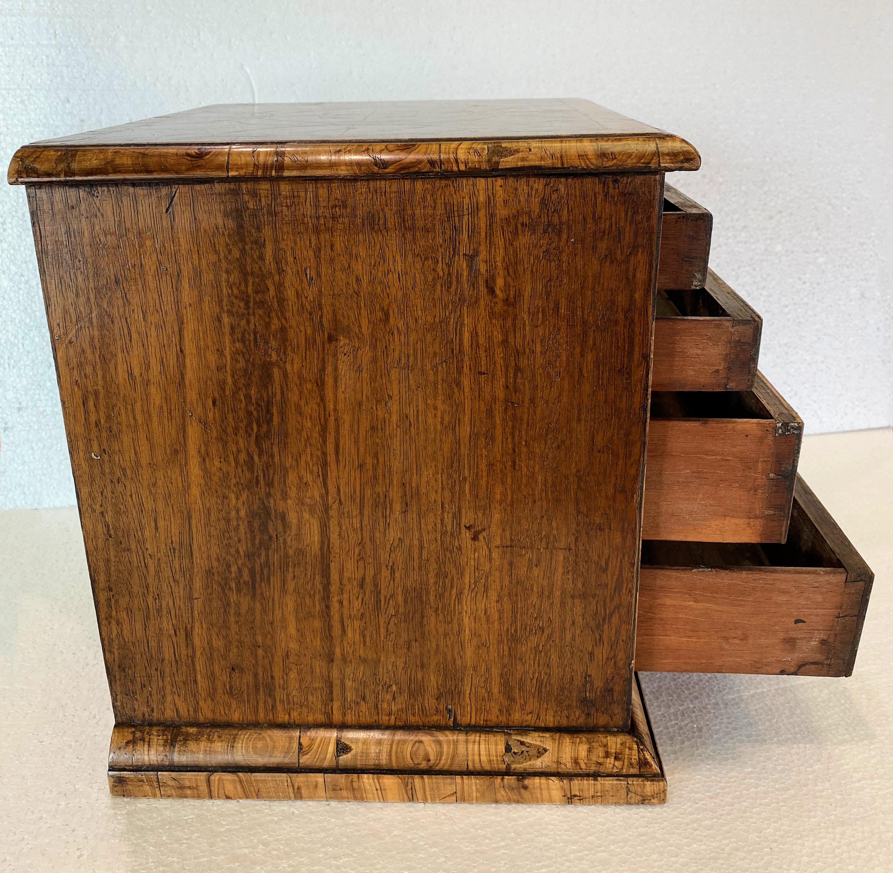 Small Victorian Oyster Re-Veneered Collector's Chest  For Sale 2
