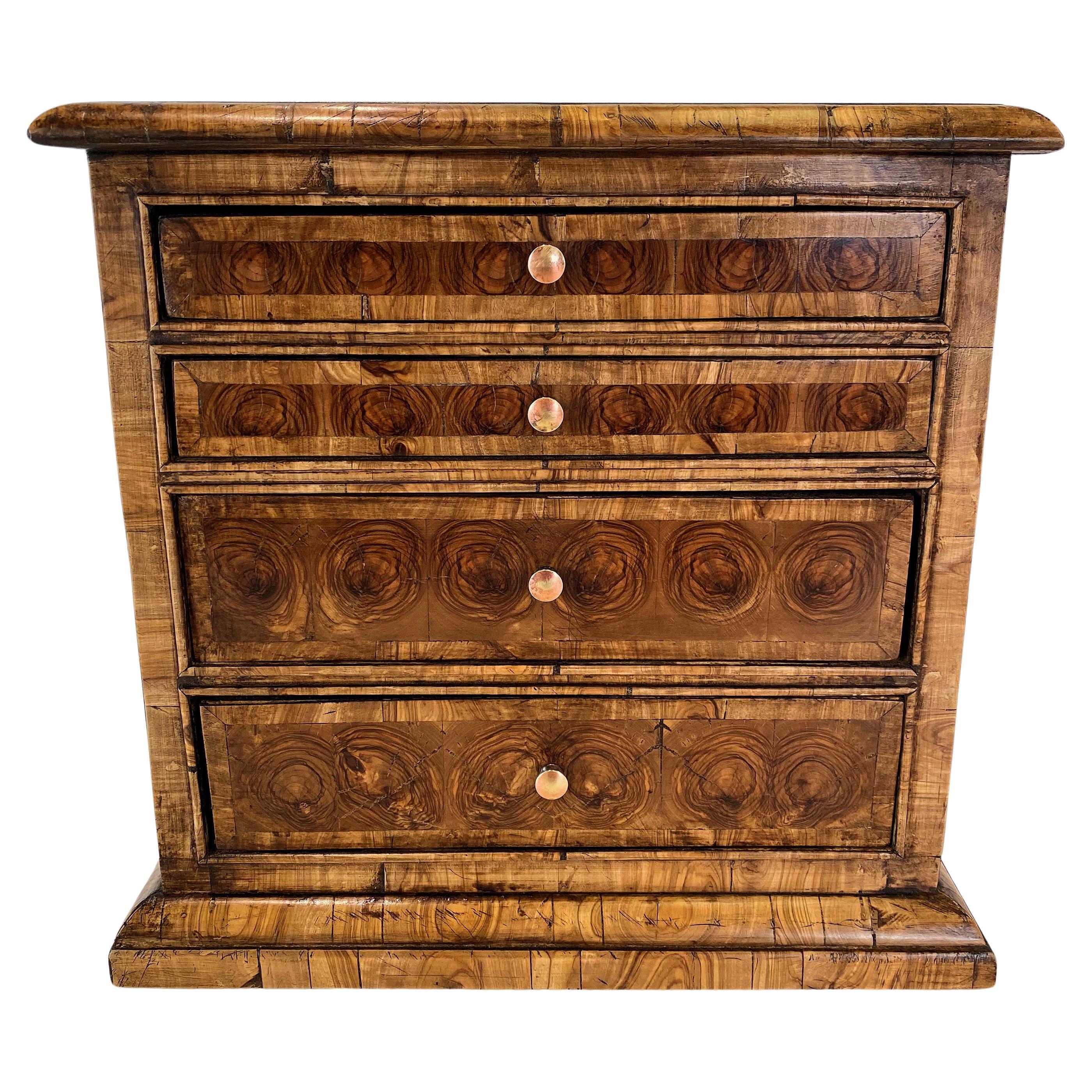 Small Victorian Oyster Re-Veneered Collector's Chest  For Sale