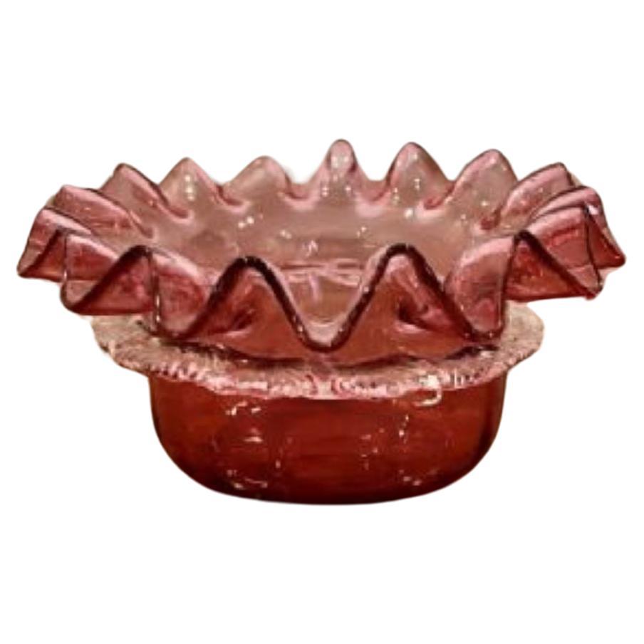 Small Victorian Quality Cranberry Glass Bowl For Sale