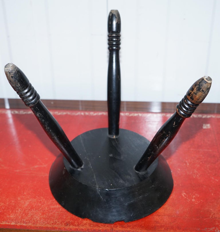 Small Victorian Rare Scottish Thistle Stool Carved Motto Wha Daur