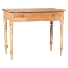 Small Victorian Scraped Bleached Pine Side Table with Drawer  Desk  Console