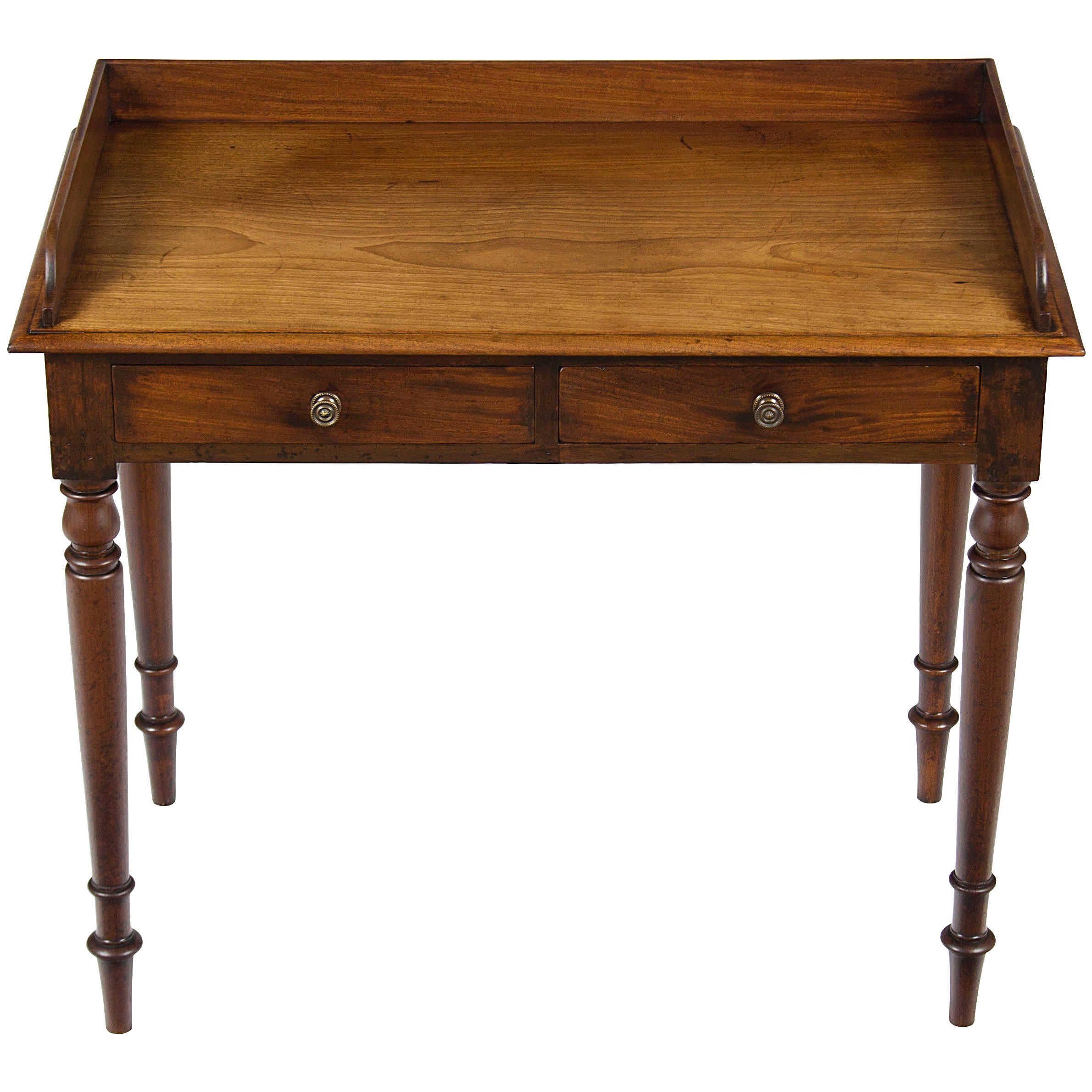 Small Victorian Side Desk or Washstand with Drawers in Mahogany For Sale