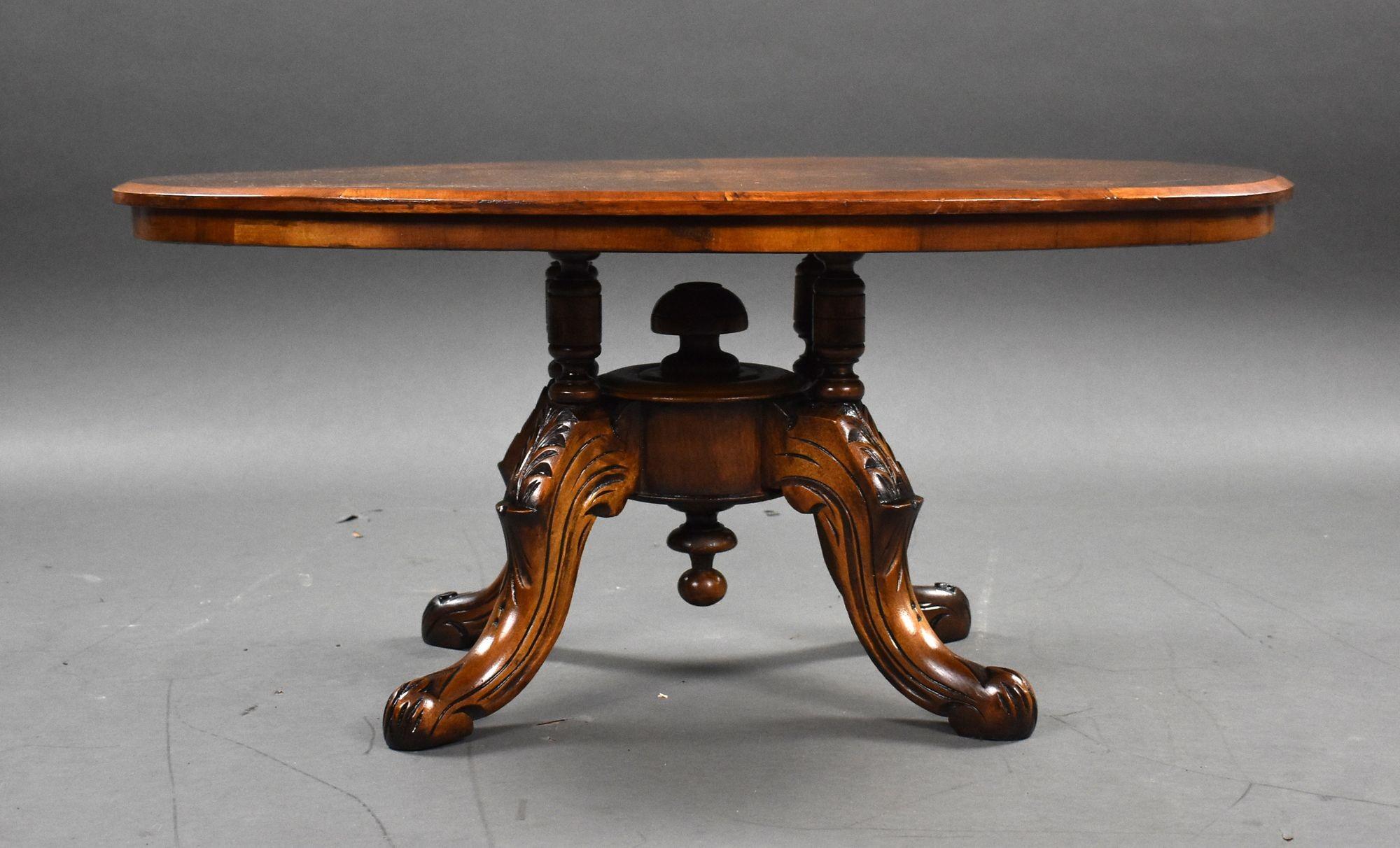 English Small Victorian Walnut Inlaid Coffee Table