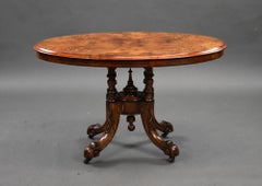 Small Victorian Walnut Inlaid Oval Coffee Table
