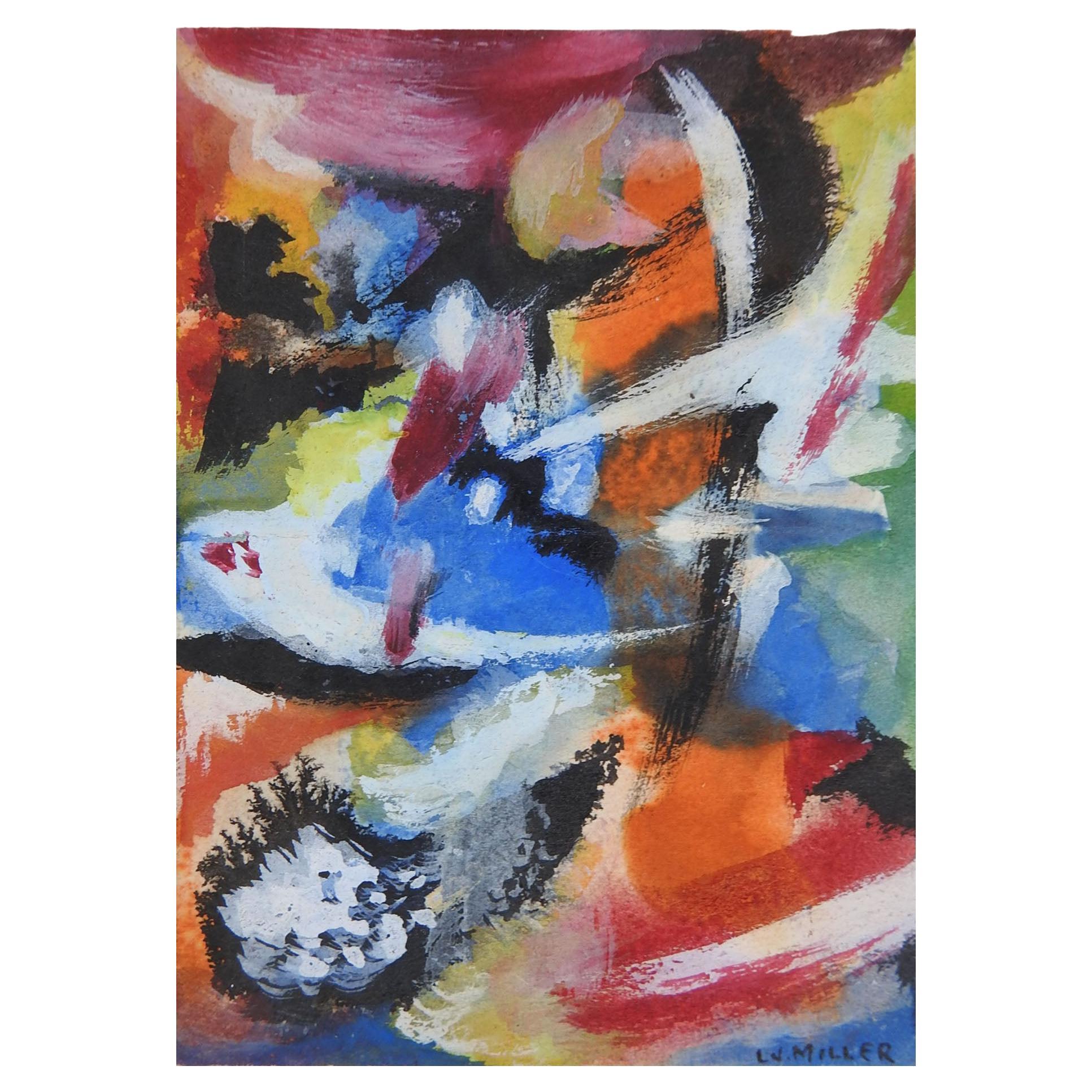 Small Vintage 1930's Colorful Abstract Painting For Sale