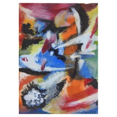 Small Vintage 1930's Colorful Abstract Painting