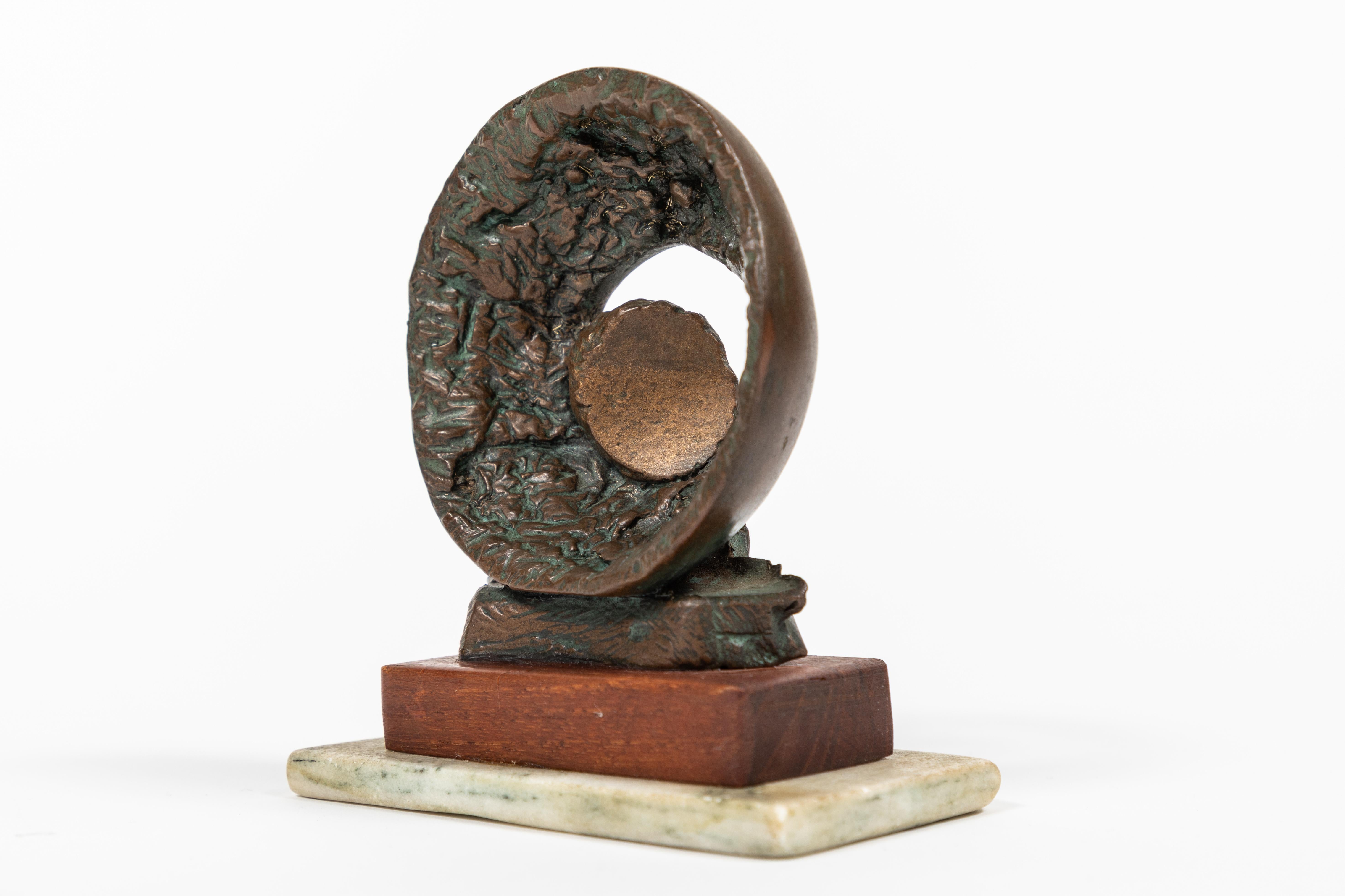 Small Vintage Abstract Bronze Sculpture In Good Condition In Pasadena, CA