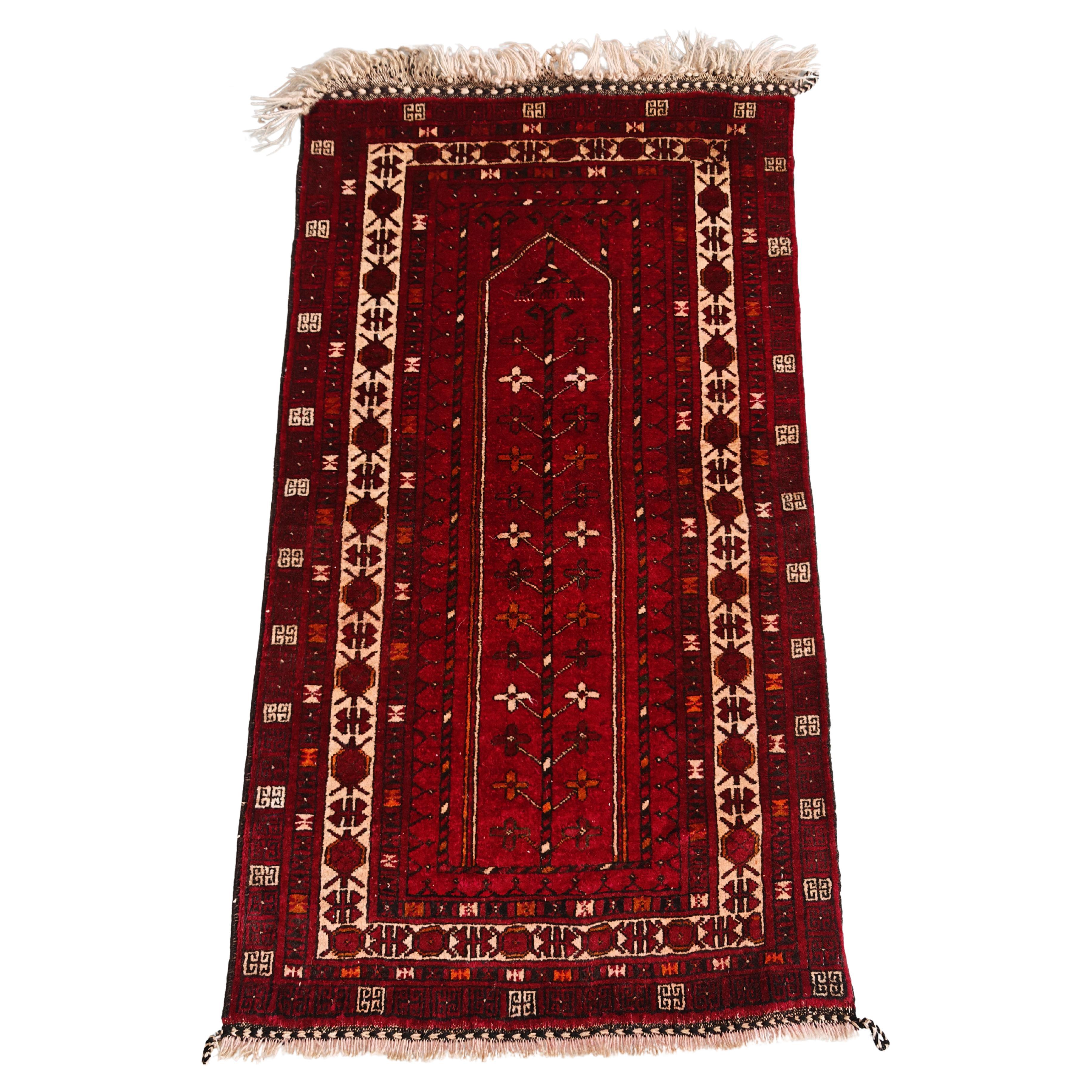 Kleiner Vintage Afghan Tribal Gebetsteppich, handgeknüpft, Afghanistan 1950er Jahre im Angebot