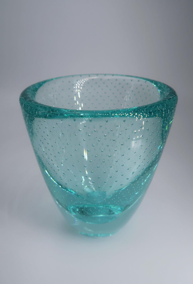 Small Vintage Aqua Green Art Glass Bowl with Bubbles, 1960s For Sale at  1stDibs