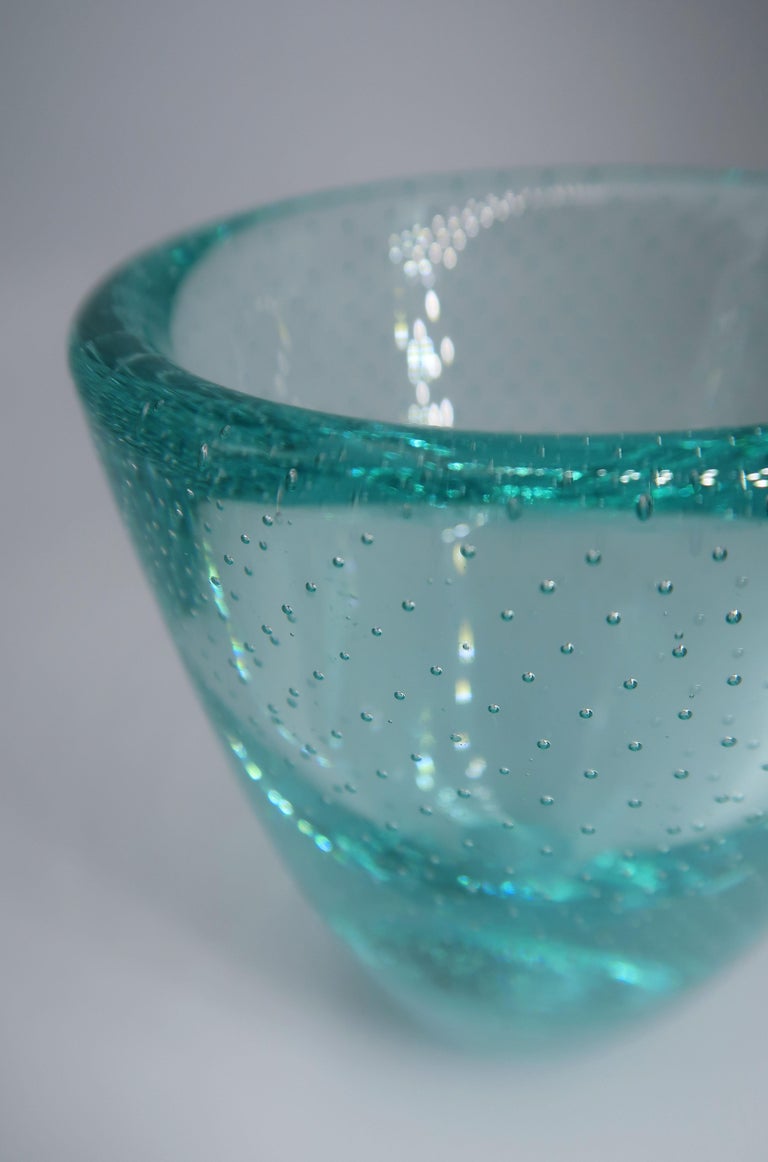 Small Vintage Aqua Green Art Glass Bowl with Bubbles, 1960s For Sale at  1stDibs