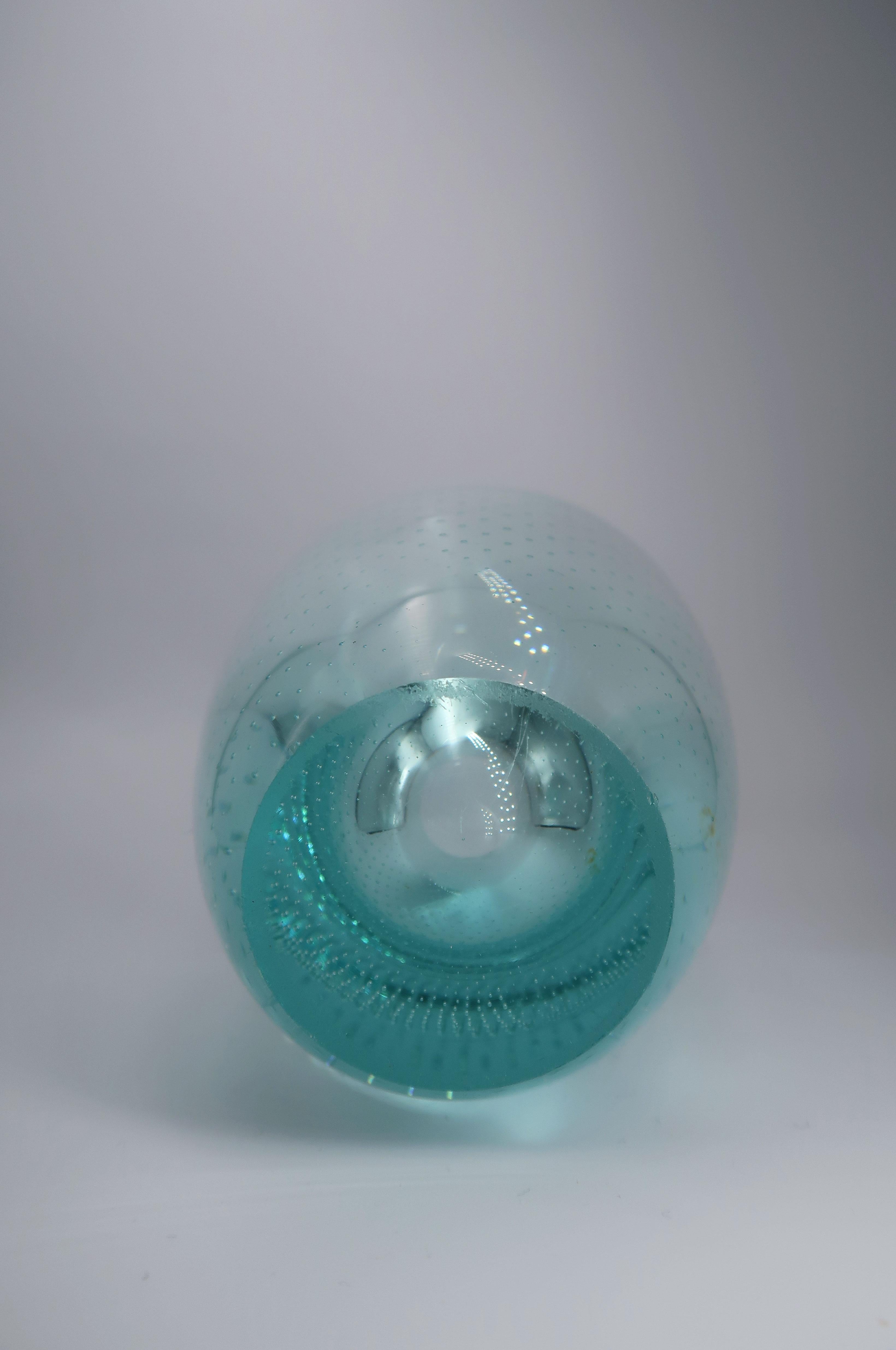 Schale aus aquagrünem Vintage-Kunstglas mit Blasen, 1960er Jahre (20. Jahrhundert) im Angebot