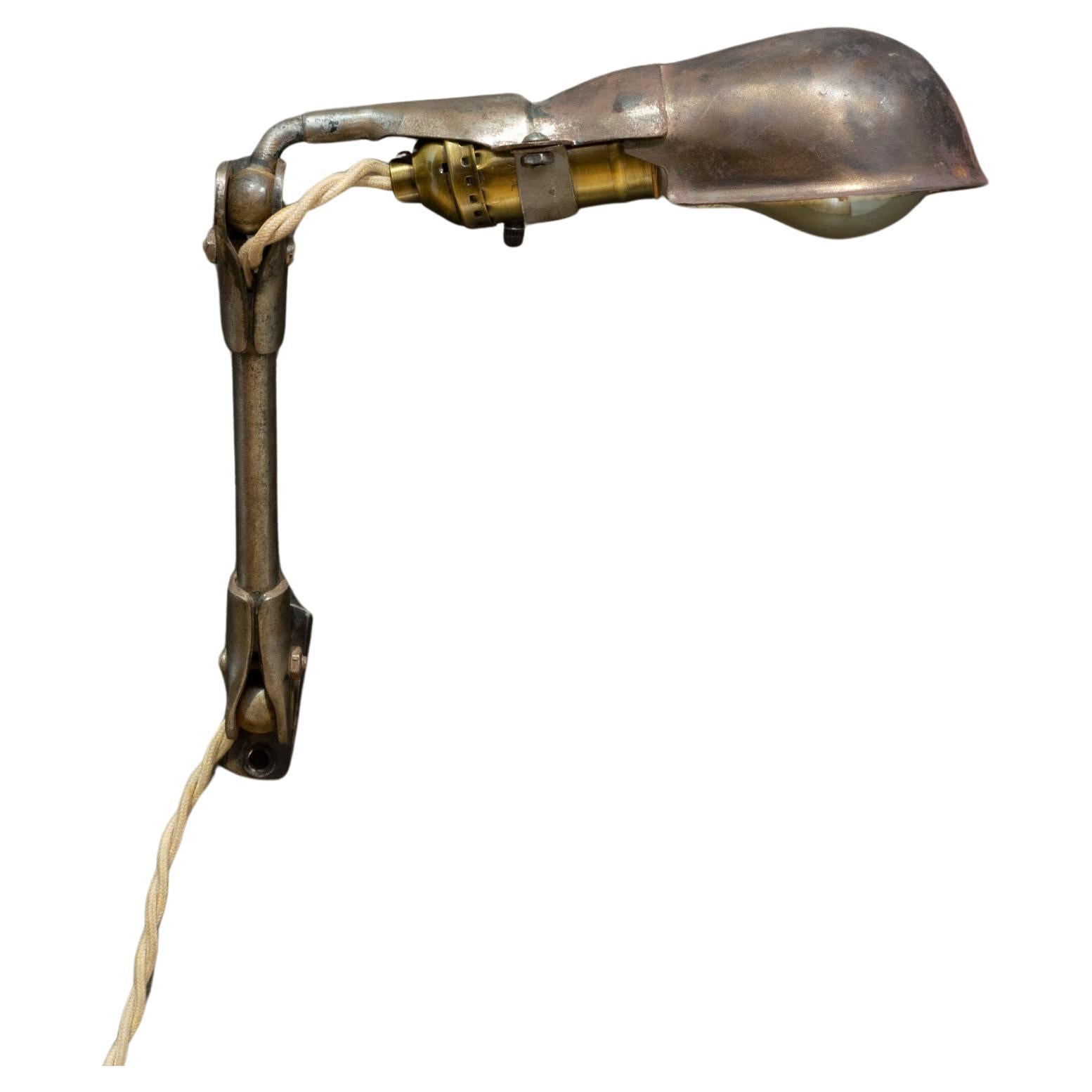Small Vintage Articulating Industrial Lamp c.1930 (FREE SHIPPING) For Sale