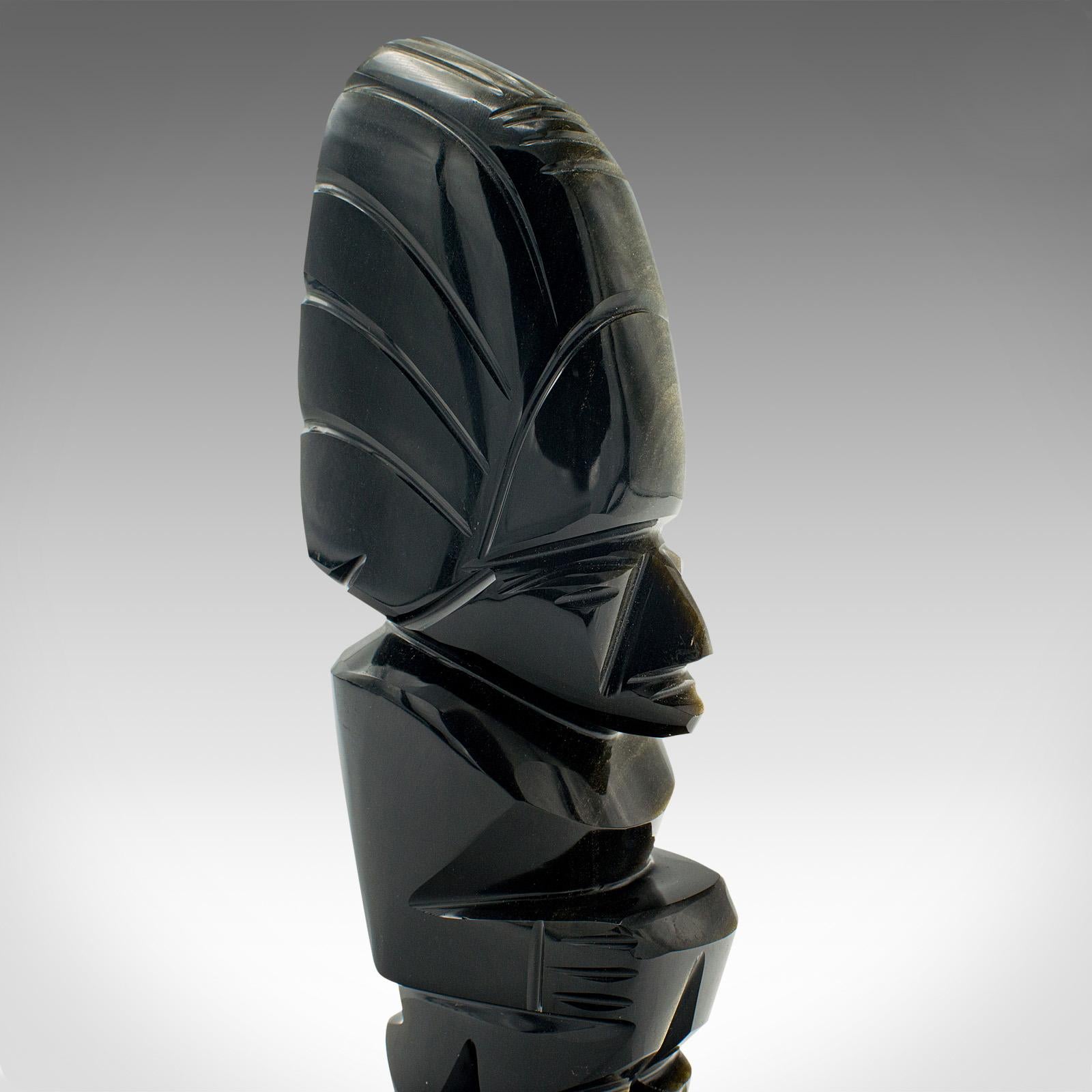 20th Century Small Vintage Aztec Idol Figure, South American, Obsidian, Mayan Sculpture, 1950 For Sale