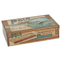 Small Vintage Biscuit Tin With Polo Scene