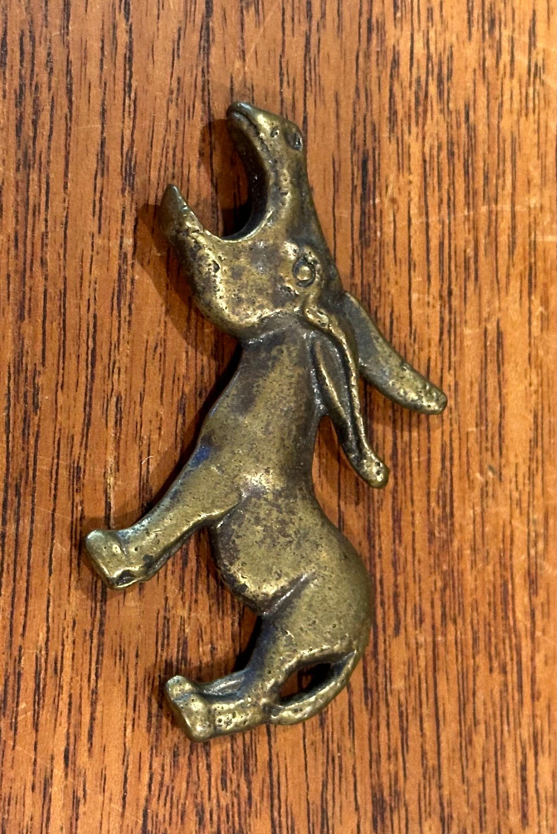 Mid-Century Modern Small Vintage Brass Donkey Bottle Opener For Sale