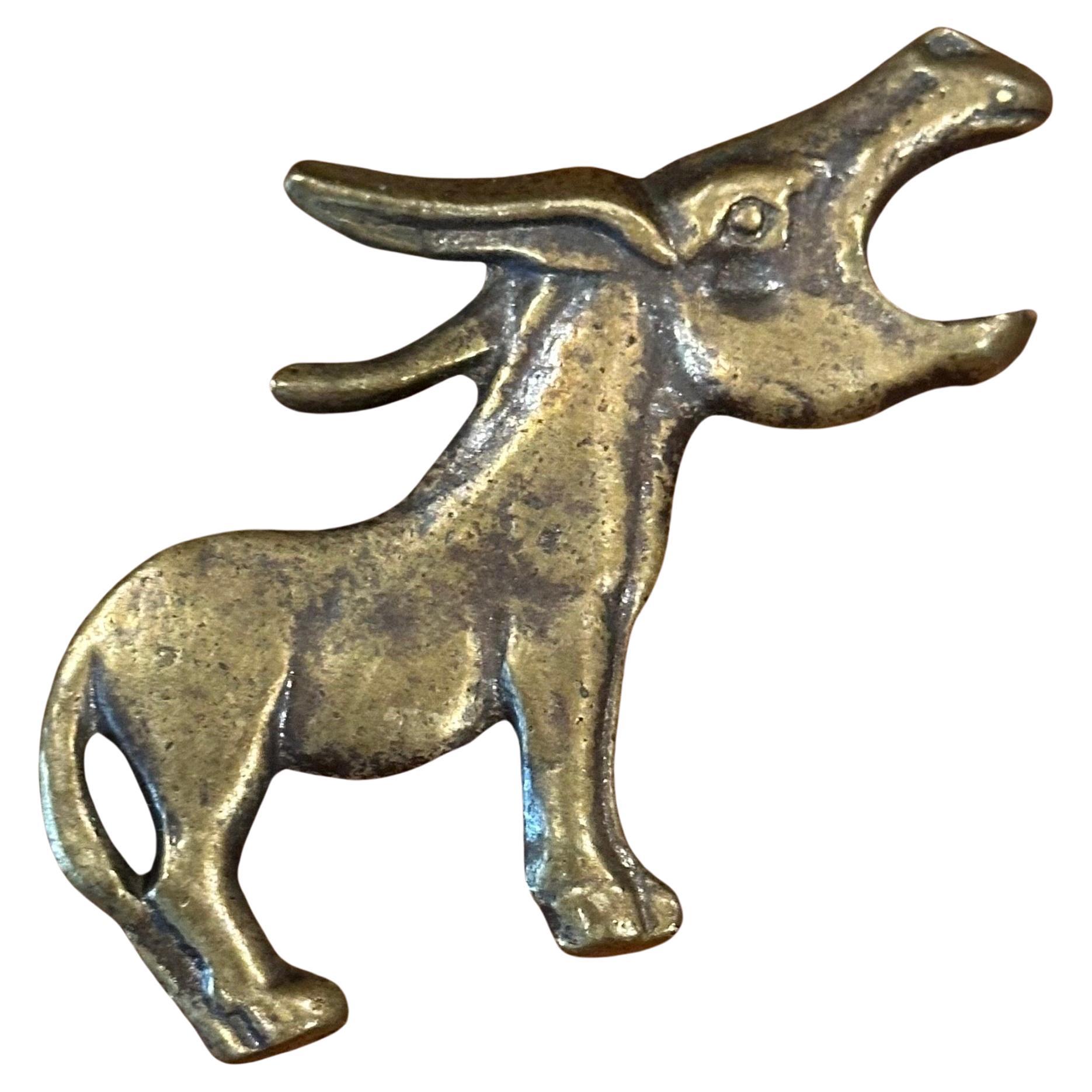 20th Century Small Vintage Brass Donkey Bottle Opener For Sale