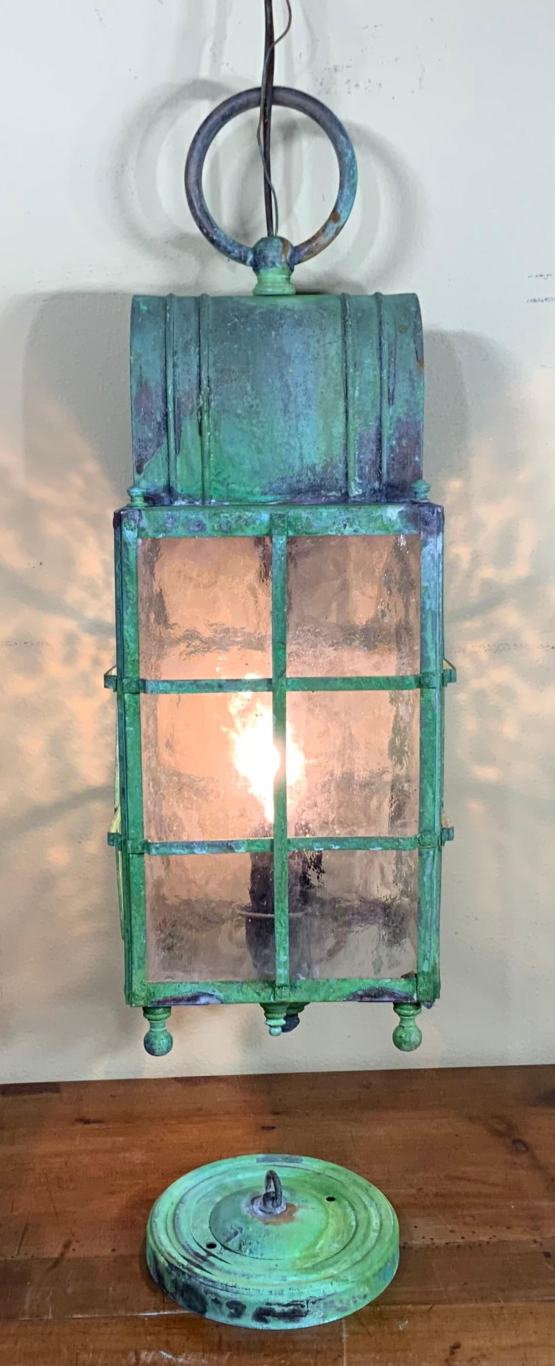 Small Vintage Brass Hanging Lantern For Sale 5