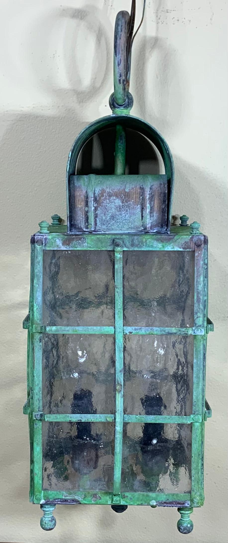 Small Vintage Brass Hanging Lantern For Sale 2