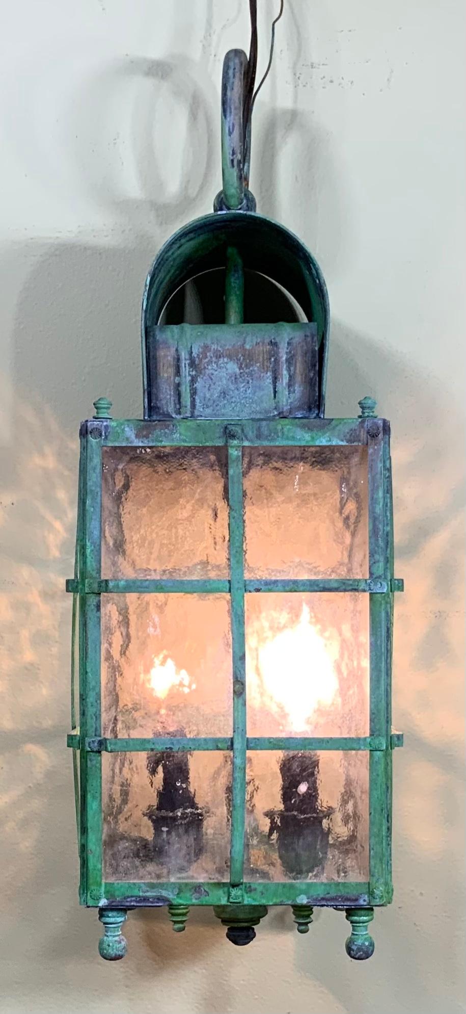 Small Vintage Brass Hanging Lantern For Sale 3