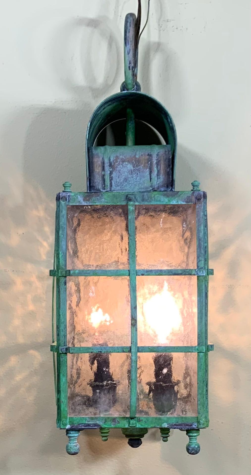 Small Vintage Brass Hanging Lantern For Sale 4