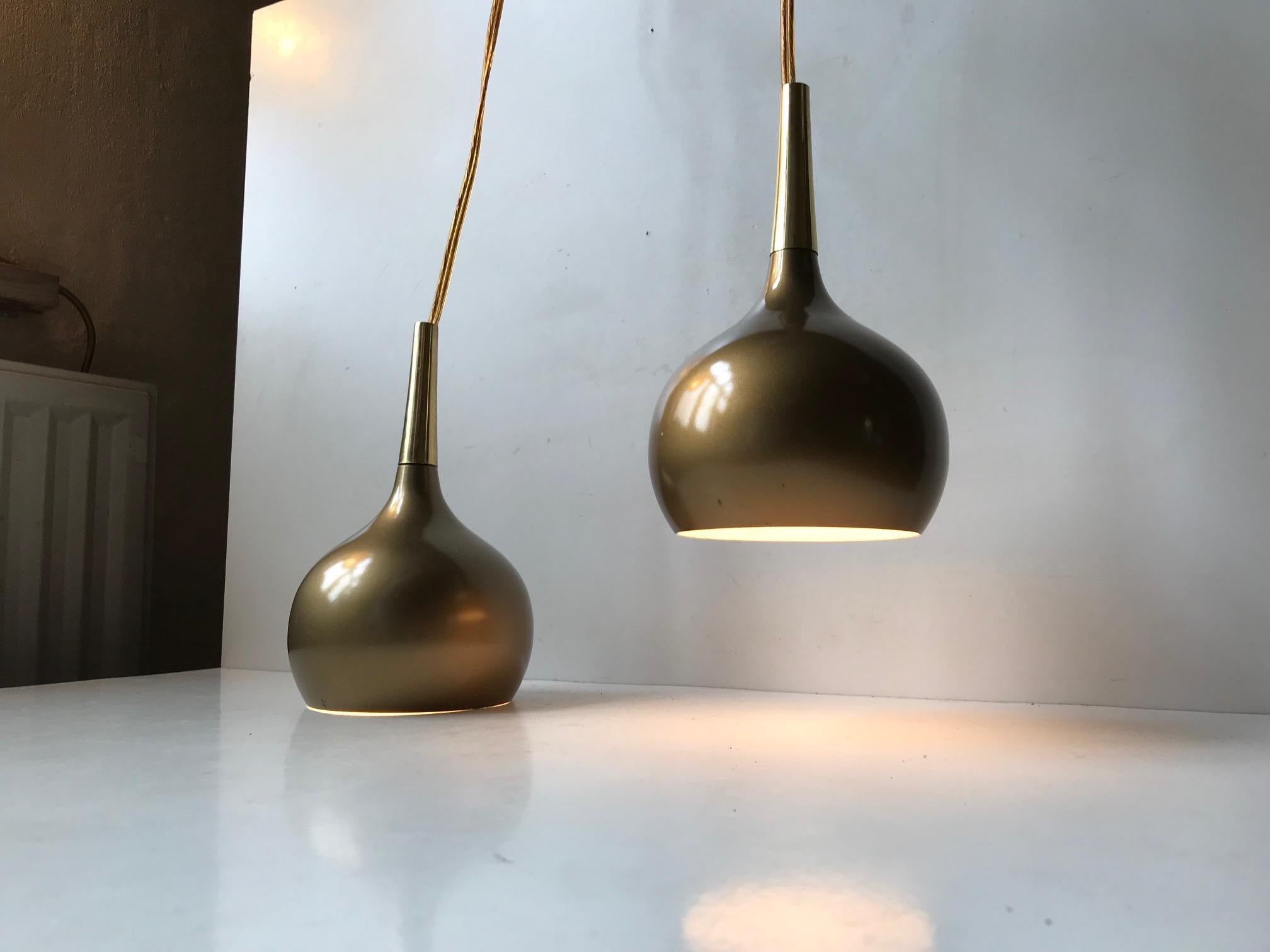 Mid-Century Modern Small Vintage Brass Pendant Lamps by Hans-Agne Jakobsson, 1960s