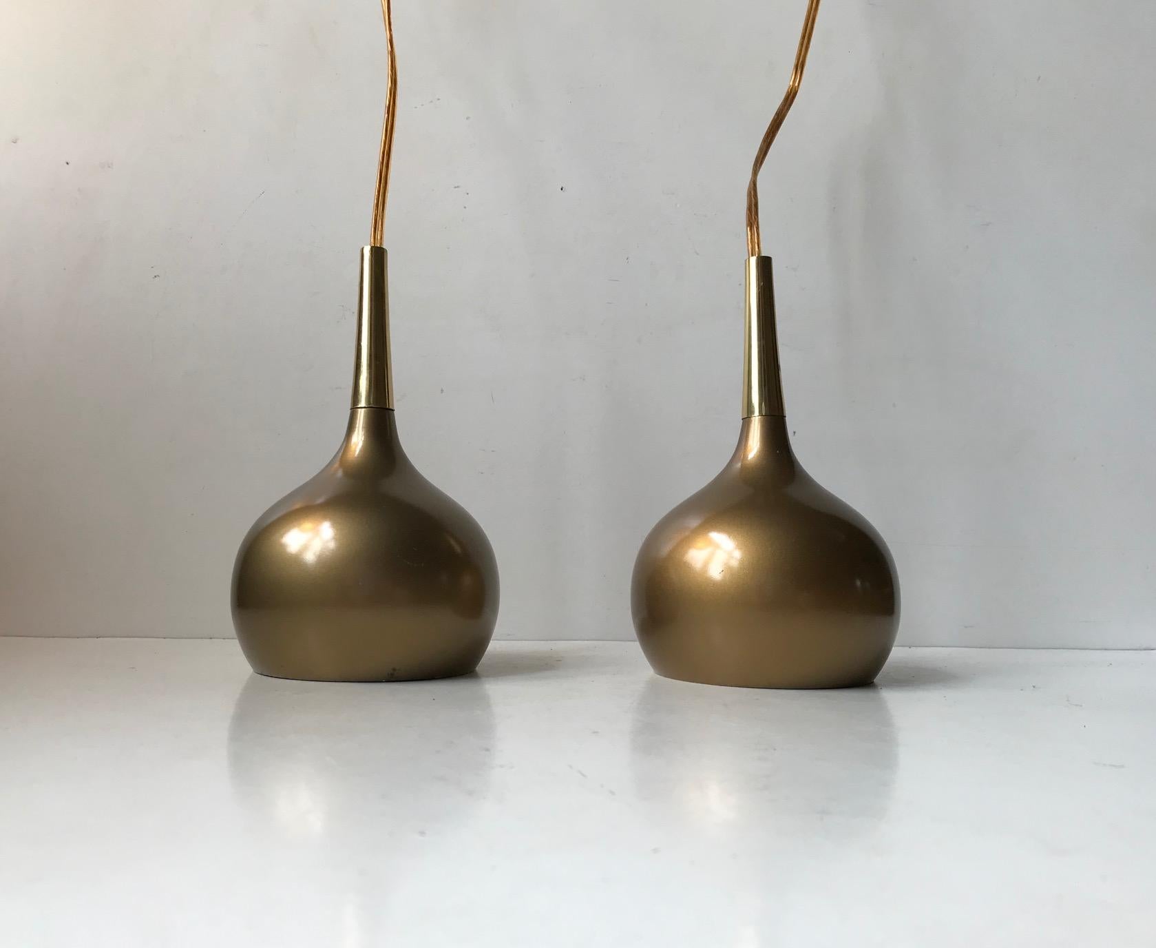 Swedish Small Vintage Brass Pendant Lamps by Hans-Agne Jakobsson, 1960s