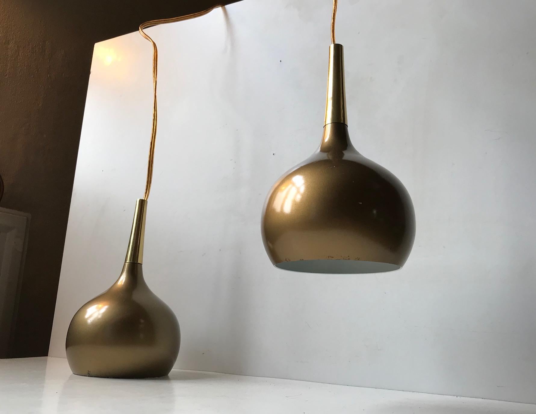 Small Vintage Brass Pendant Lamps by Hans-Agne Jakobsson, 1960s In Good Condition In Esbjerg, DK