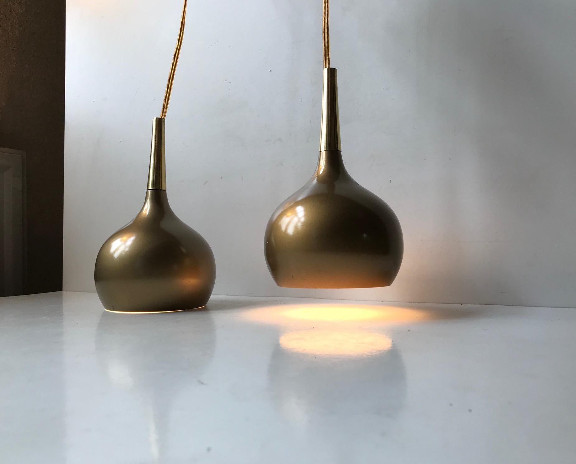 Mid-20th Century Small Vintage Brass Pendant Lamps by Hans-Agne Jakobsson, 1960s