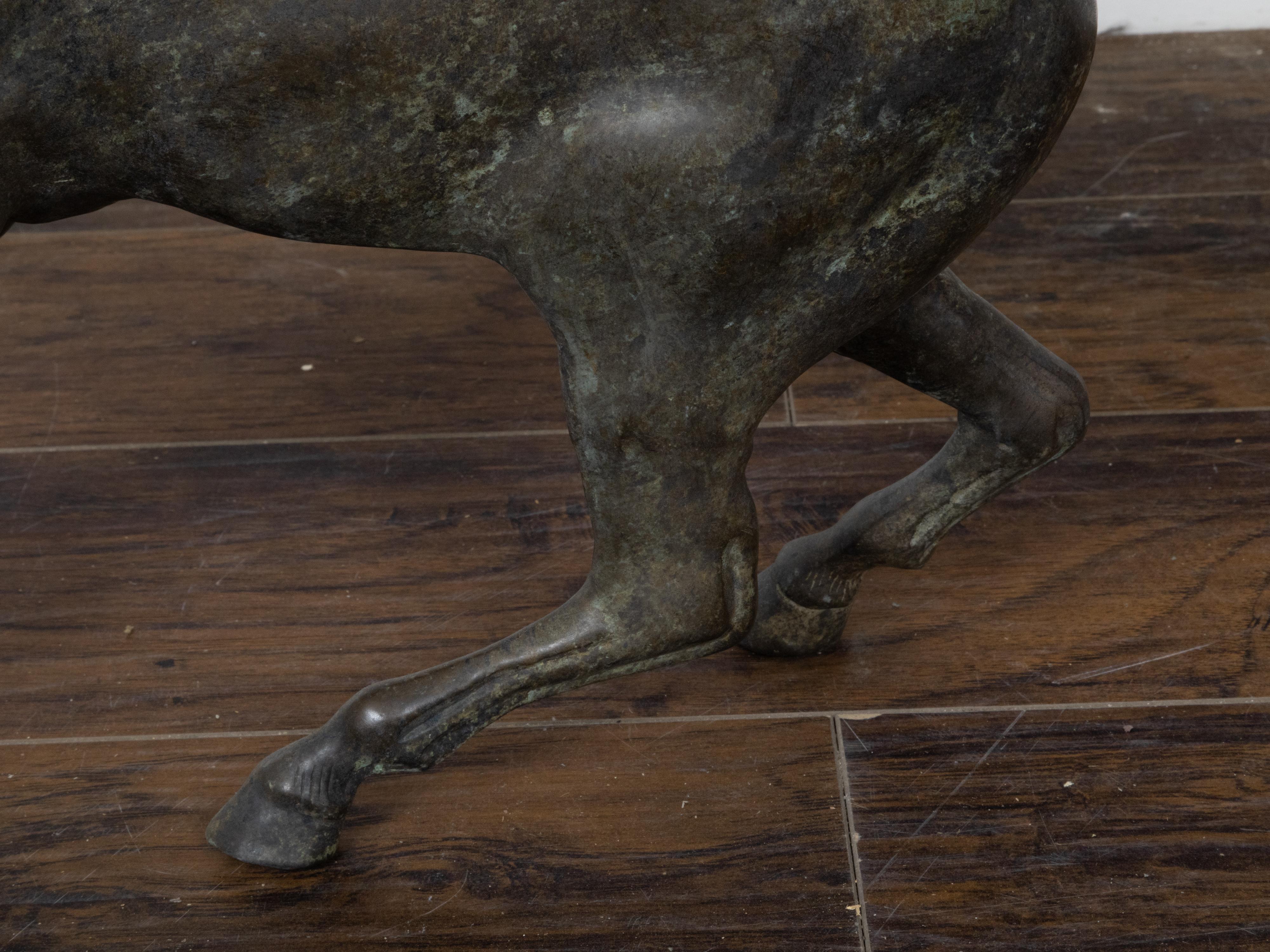 Small Vintage Bronze Horse Sculpture with Dark Patina For Sale 3