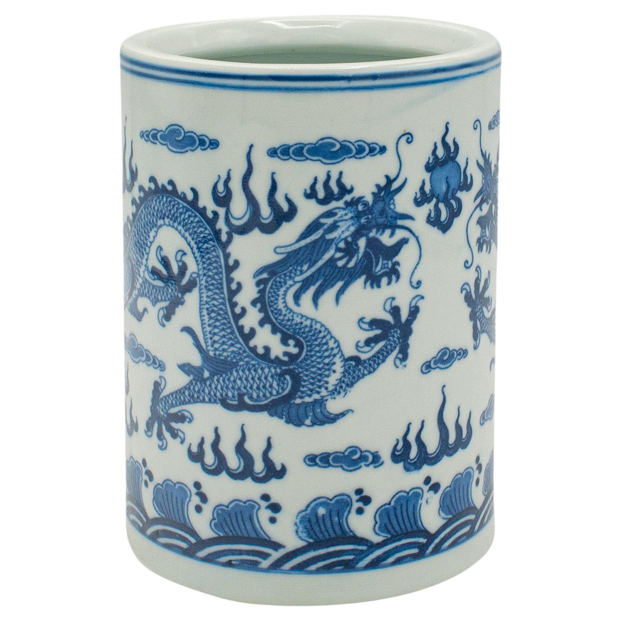 Petit pot à pinceaux vintage, chinois, céramique, jardinière à fenêtres, décoration orientale