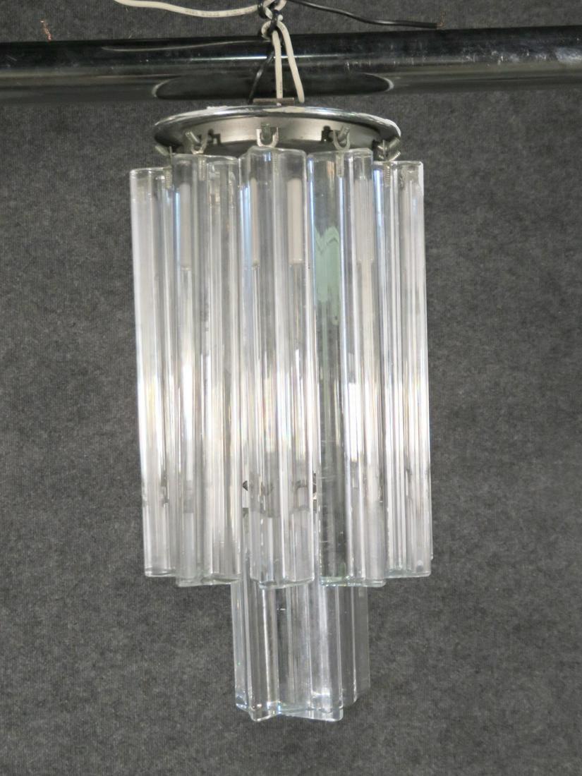Elegant vintage chandelier in the style of Camer glass, this mid-century piece is perfect for adding unique style to any space. Please confirm item location with seller (NY/NJ).