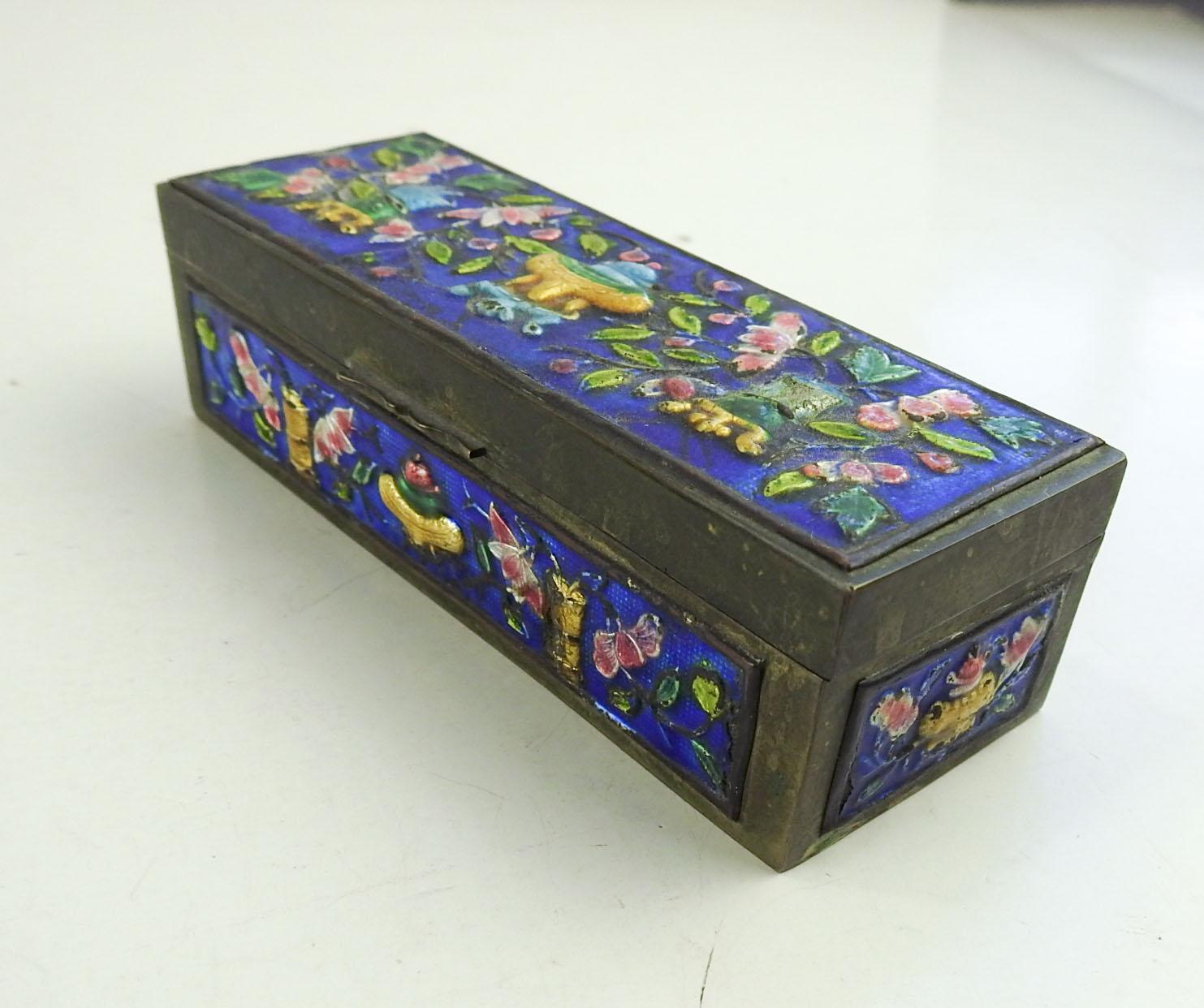 20th Century Small Vintage Chinese Enamel Box For Sale