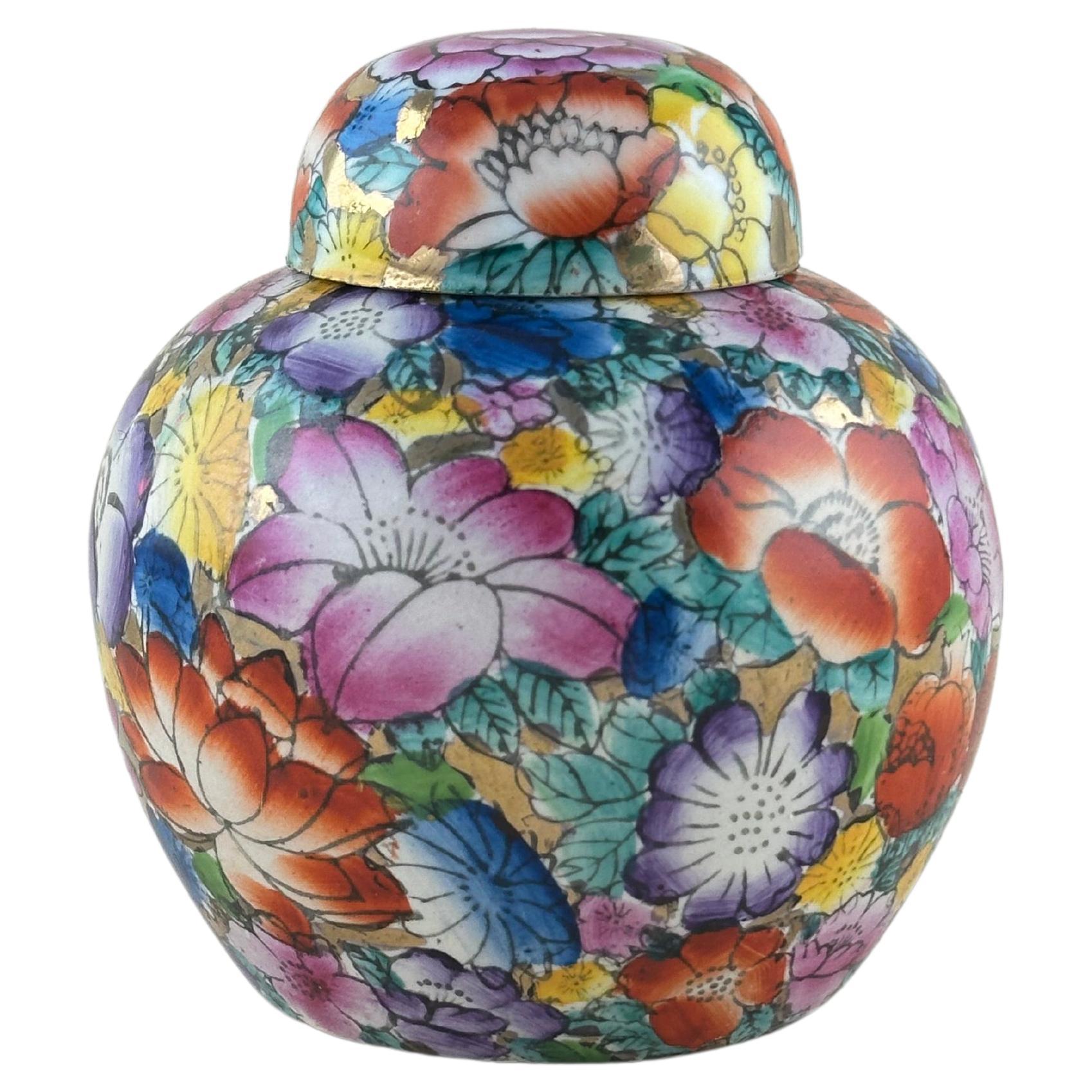 Small Vintage Chinese Ginger Jar Mille Fleur Style For Sale