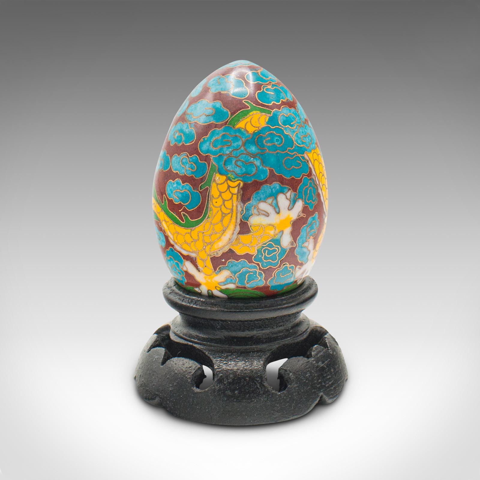 Other Small Vintage Cloisonne Decorative Egg, Chinese, Enamelled, Ornament, circa 1970 For Sale