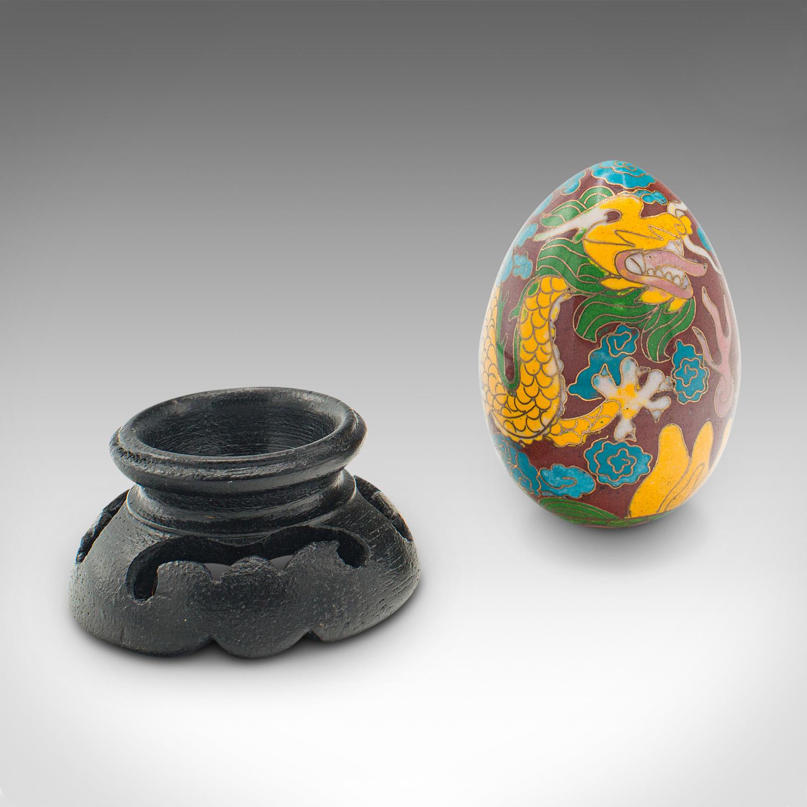 Small Vintage Cloisonne Decorative Egg, Chinese, Enamelled, Ornament, circa 1970 For Sale 3