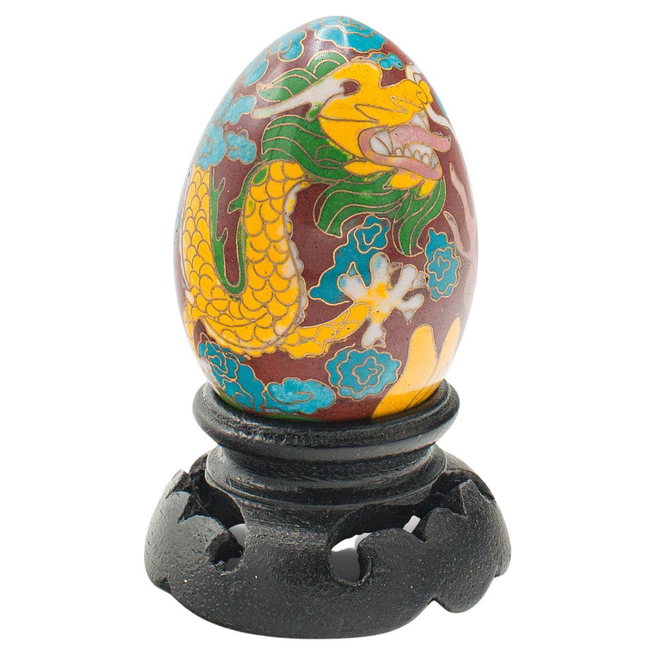 Small Vintage Cloisonne Decorative Egg, Chinese, Enamelled, Ornament, circa 1970 For Sale