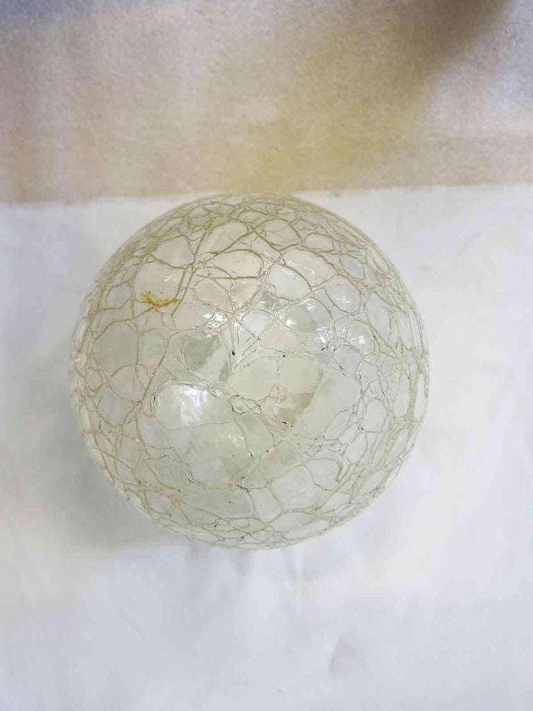 Small Vintage Crackled Ceiling Glass Globe Pendant For Sale at 1stDibs