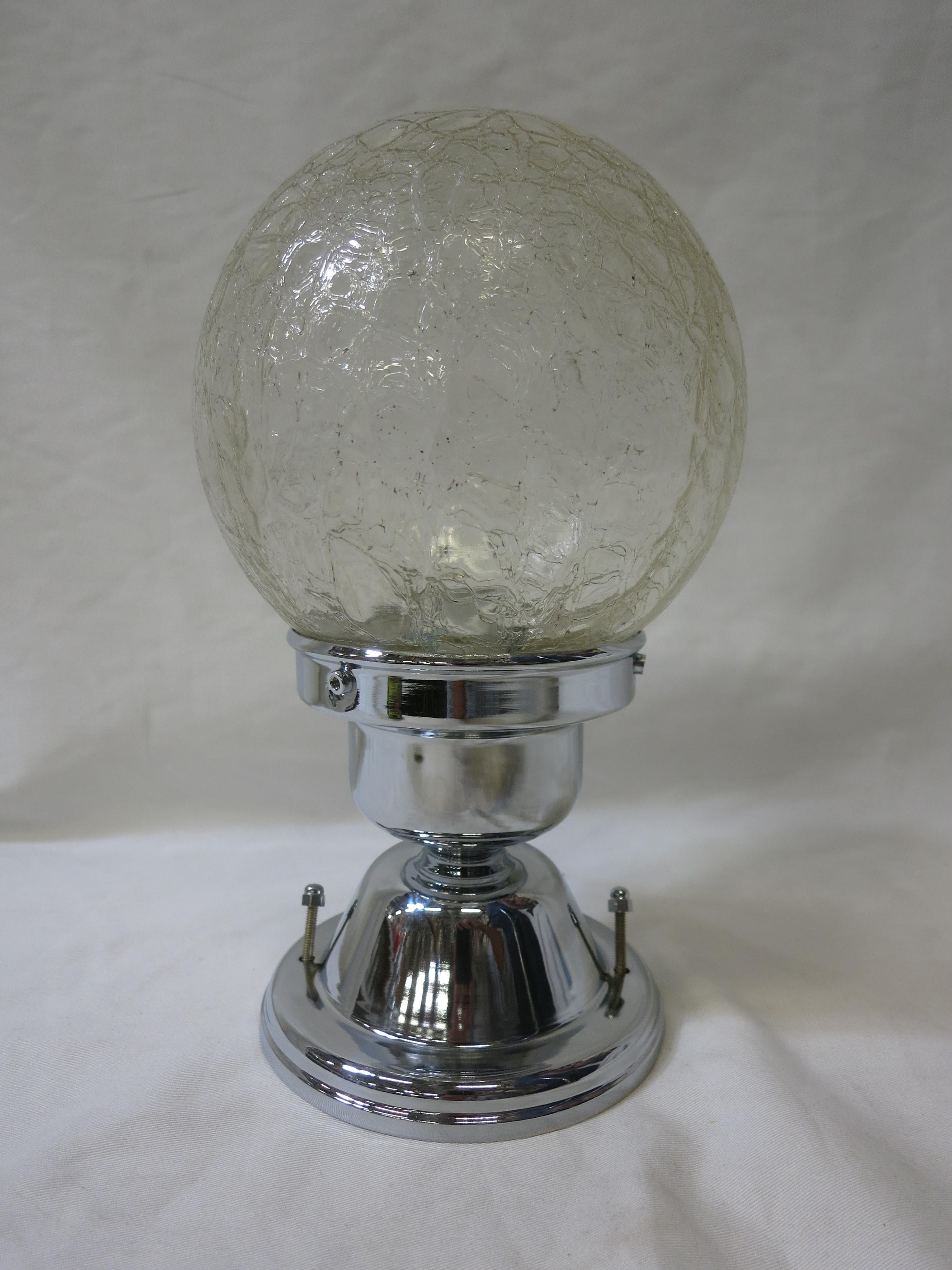 Mid-Century Modern Small Vintage Crackled Ceiling Glass Globe Pendant For Sale