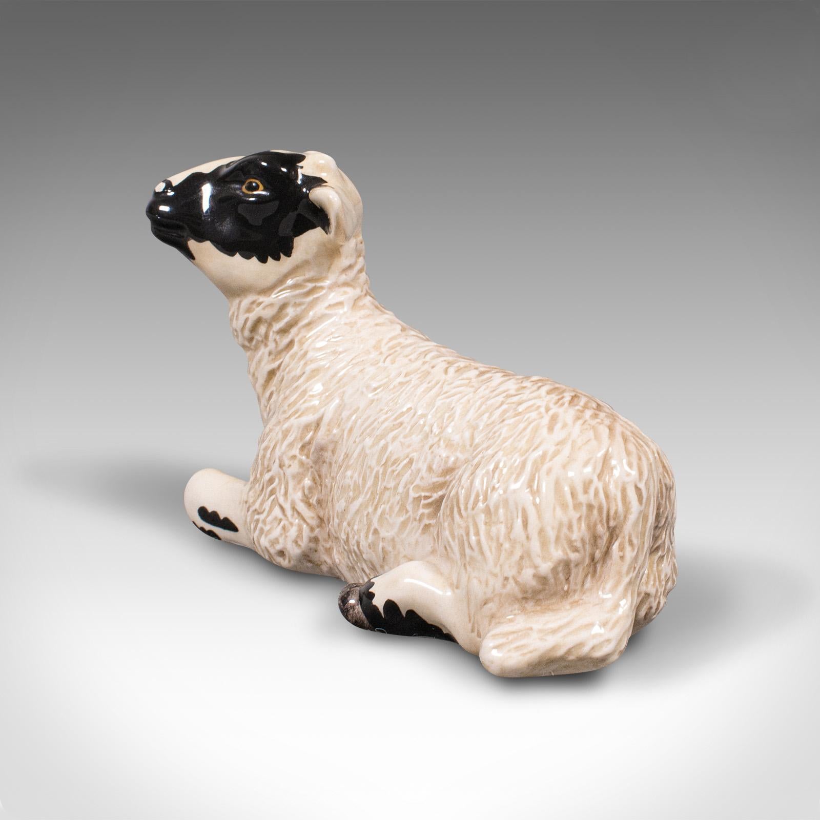 British Small Vintage Decorative Lamb, English, Ceramic, Livestock Figure, circa 1990 For Sale