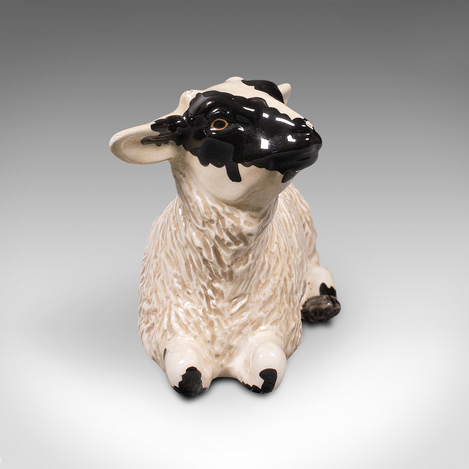 20th Century Small Vintage Decorative Lamb, English, Ceramic, Livestock Figure, circa 1990 For Sale