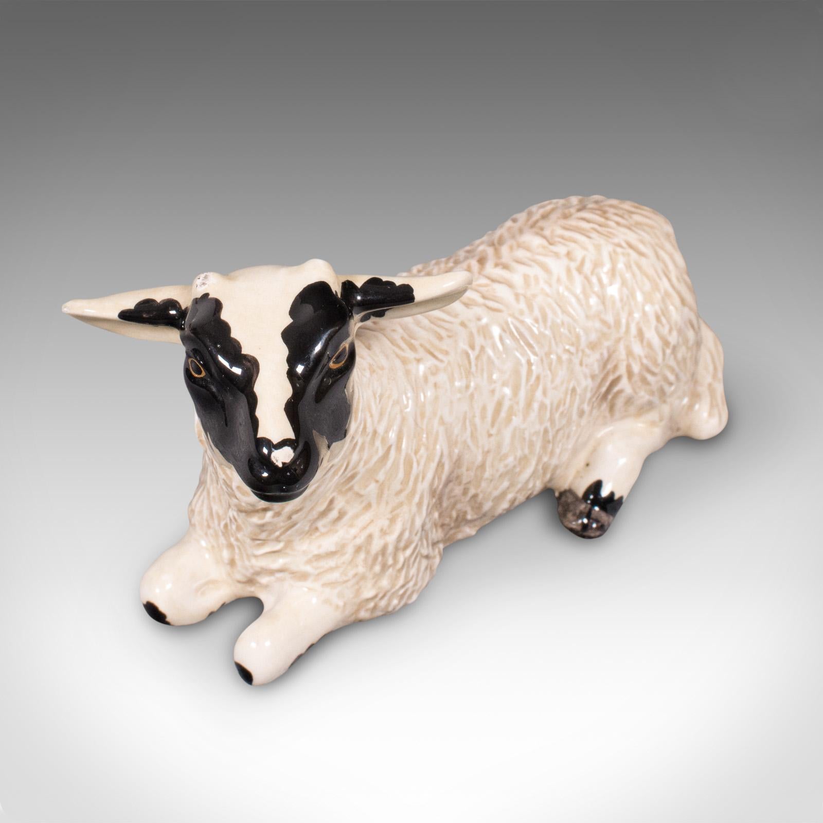 Small Vintage Decorative Lamb, English, Ceramic, Livestock Figure, circa 1990 For Sale 2