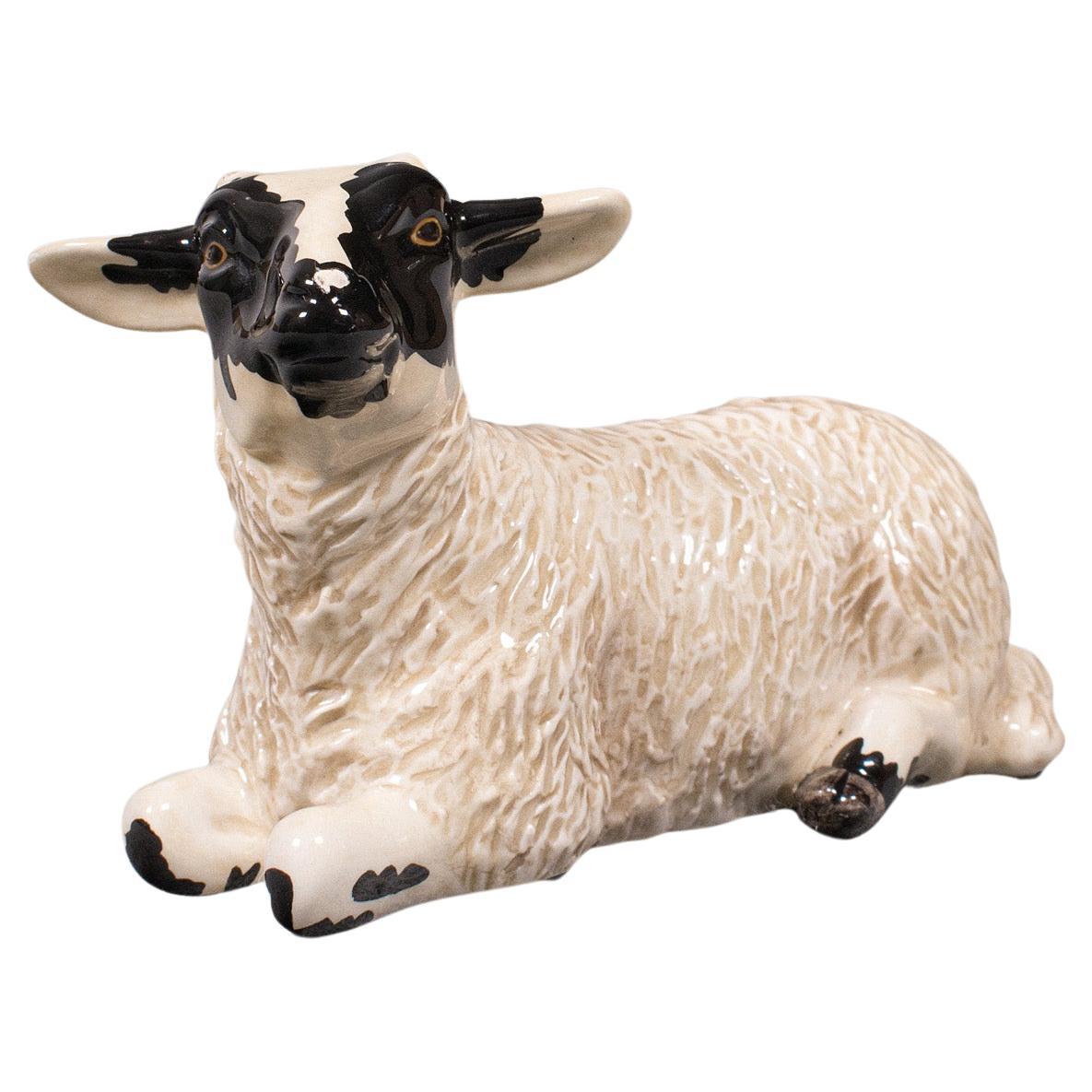 Small Vintage Decorative Lamb, English, Ceramic, Livestock Figure, circa 1990 For Sale