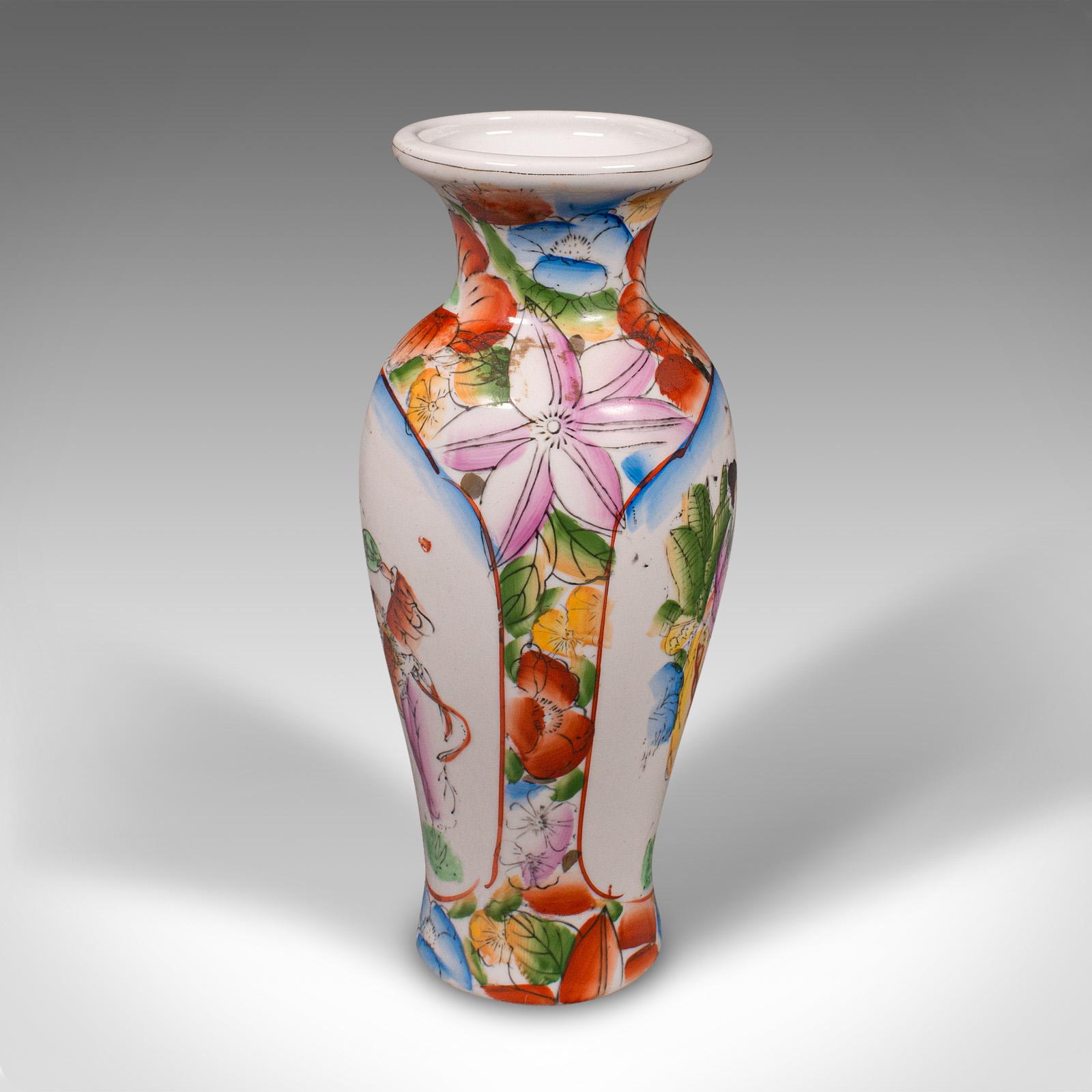 Ceramic Small Vintage Decorative Posy Vase, Japanese, Hand Painted, Flower Pot, Art Deco For Sale