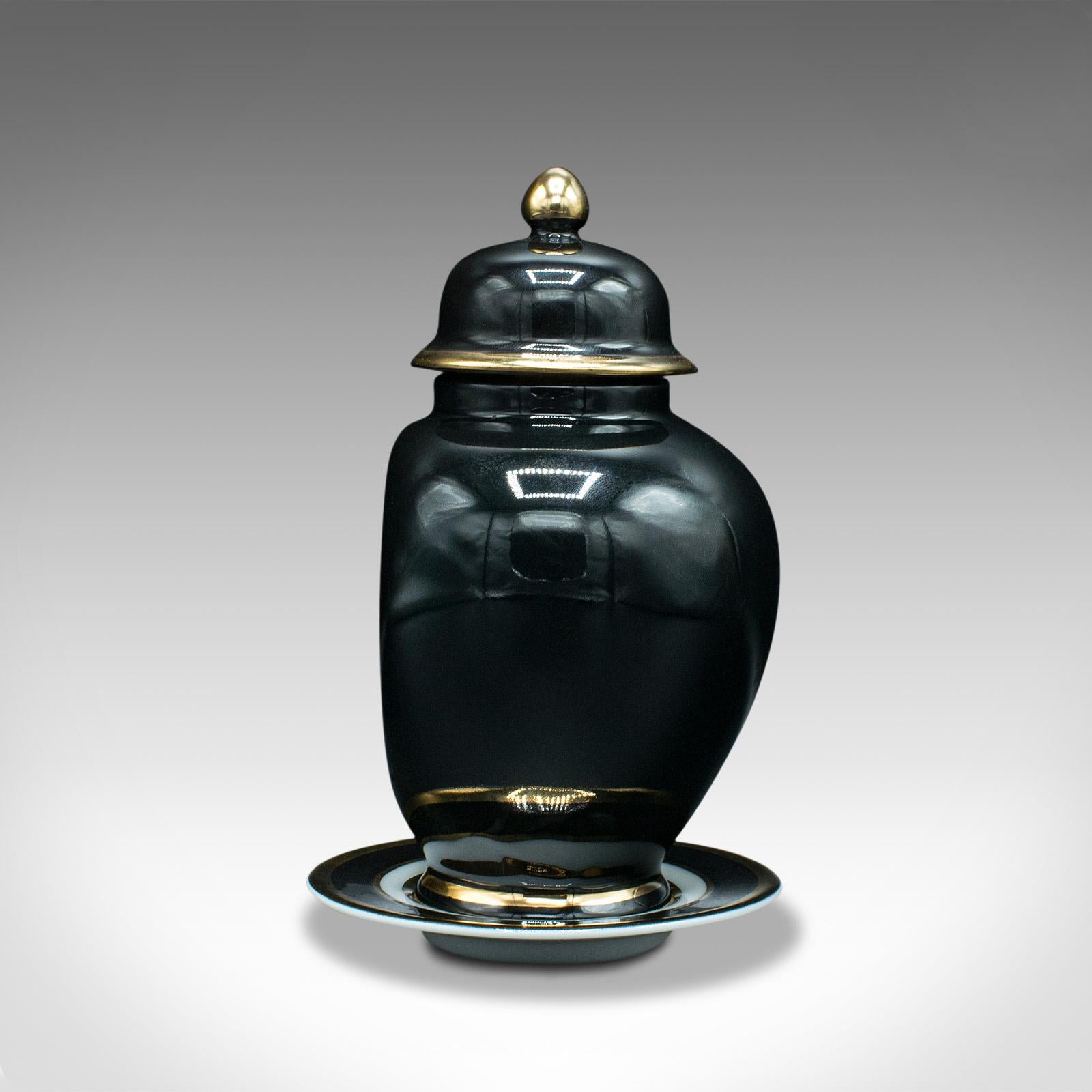 20th Century Small Vintage Decorative Spice Jar, Japanese, Ceramic, Baluster Urn, Coaster For Sale