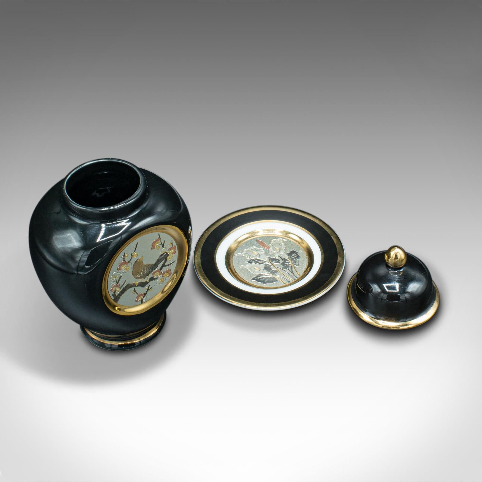 Small Vintage Decorative Spice Jar, Japanese, Ceramic, Baluster Urn, Coaster For Sale 2