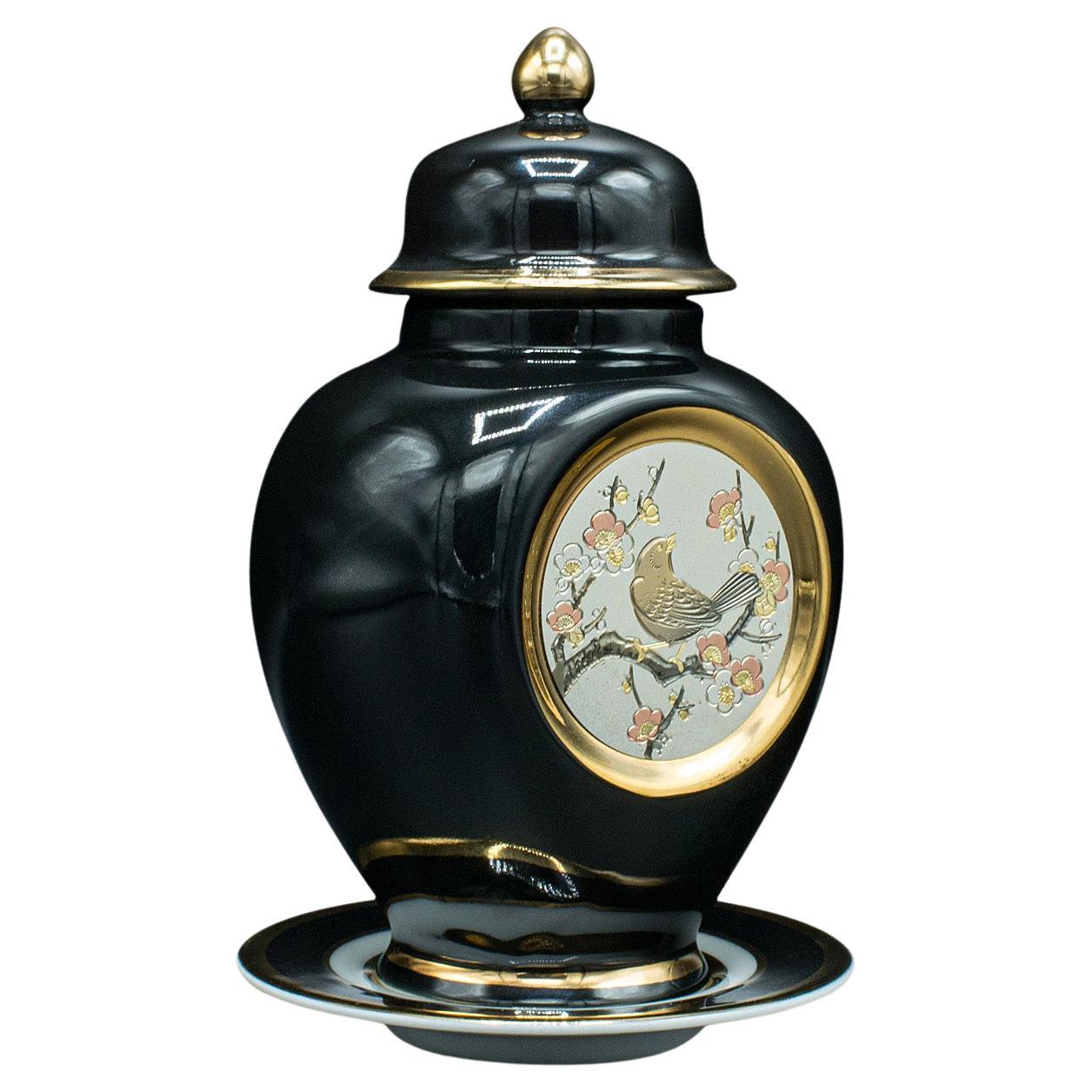 Small Vintage Decorative Spice Jar, Japanese, Ceramic, Baluster Urn, Coaster For Sale
