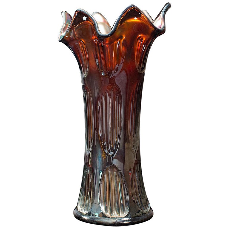 Small Vintage Decorative Vase, English, Carnival Glass, Flower, Mid 20th,  C.1940 For Sale at 1stDibs