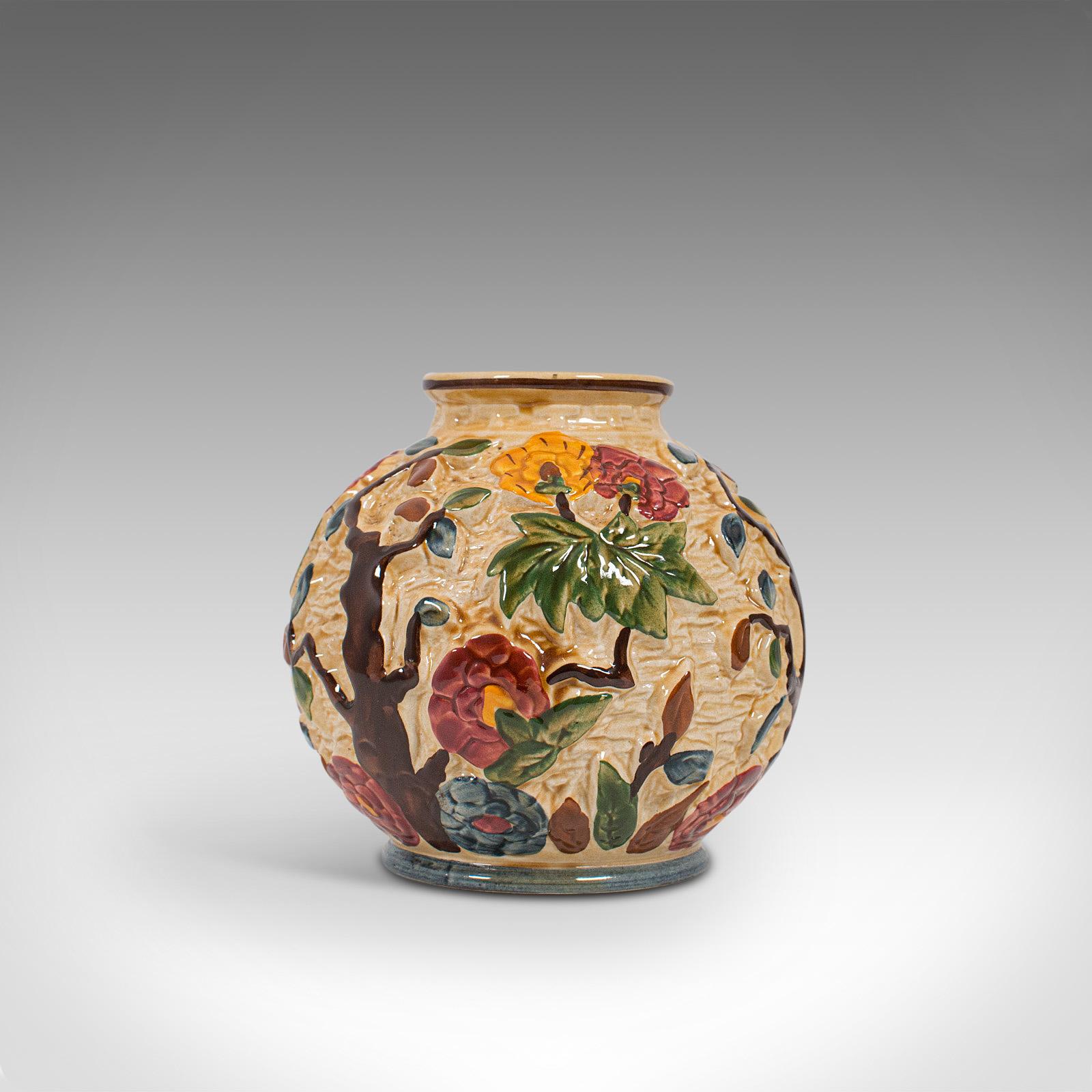 20th Century Small Vintage Decorative Vase, English, Ceramic, Baluster Urn, Indian Tree, 1950 For Sale
