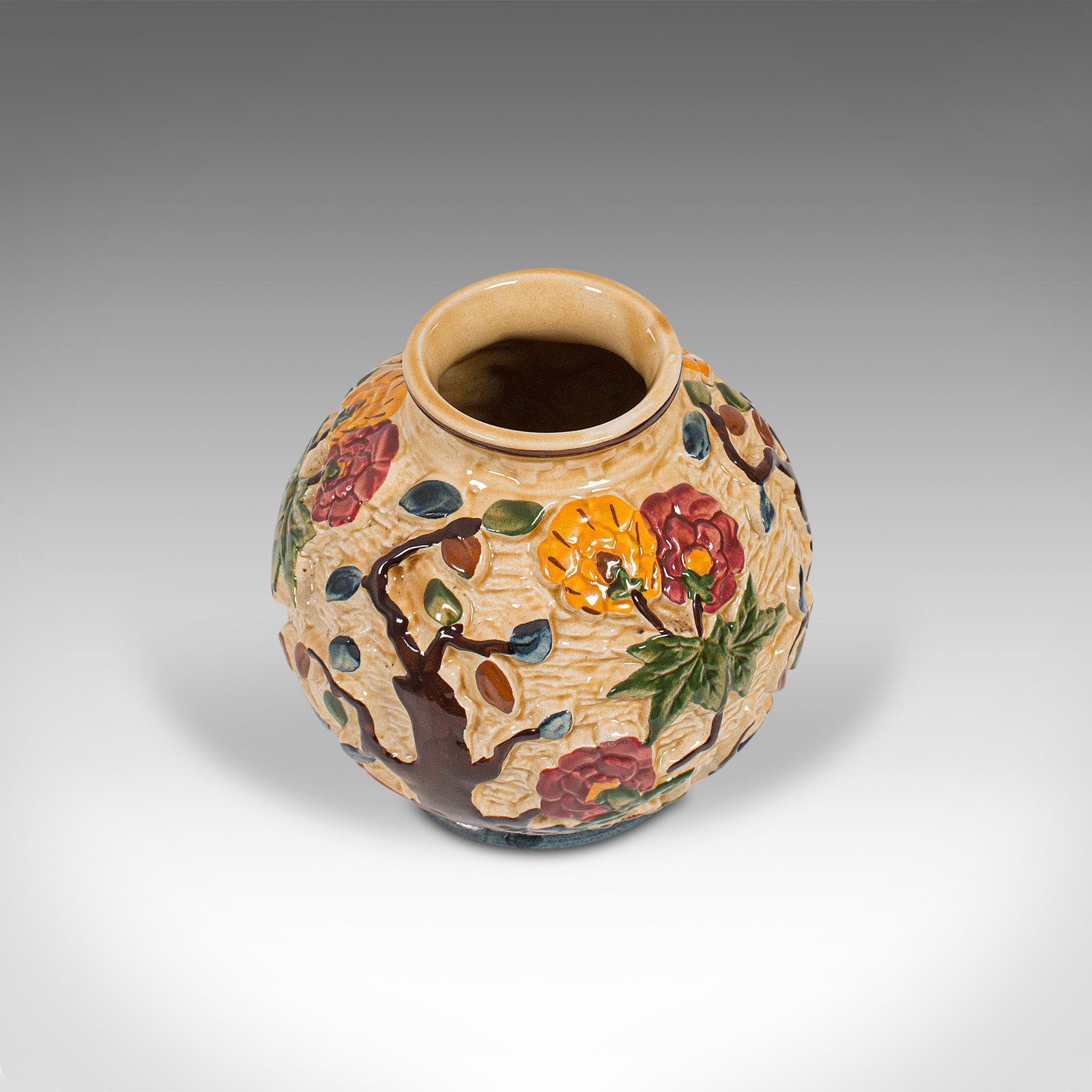 Small Vintage Decorative Vase, English, Ceramic, Baluster Urn, Indian Tree, 1950 For Sale 1