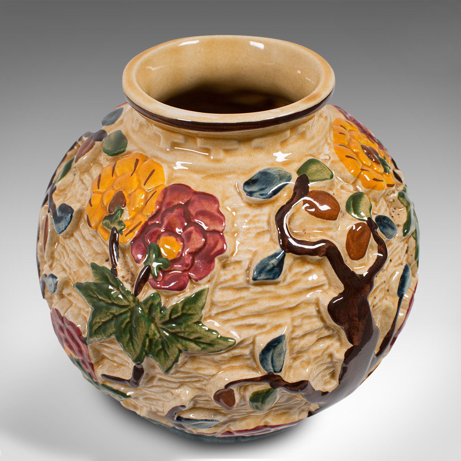 Small Vintage Decorative Vase, English, Ceramic, Baluster Urn, Indian Tree, 1950 For Sale 2